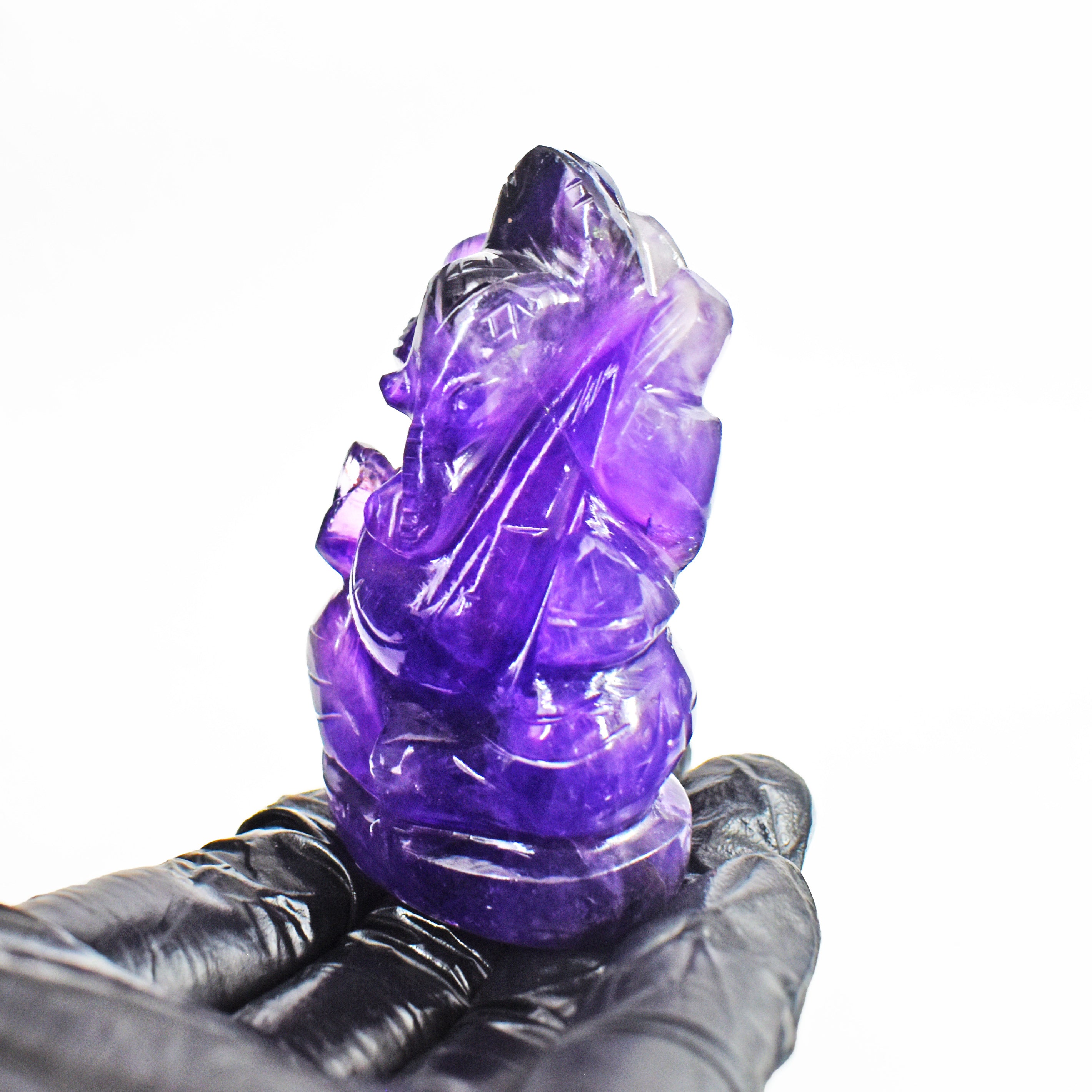 Natural 441.00 Cts Amazing Amethyst Divine Hand Carved Lord Ganesha