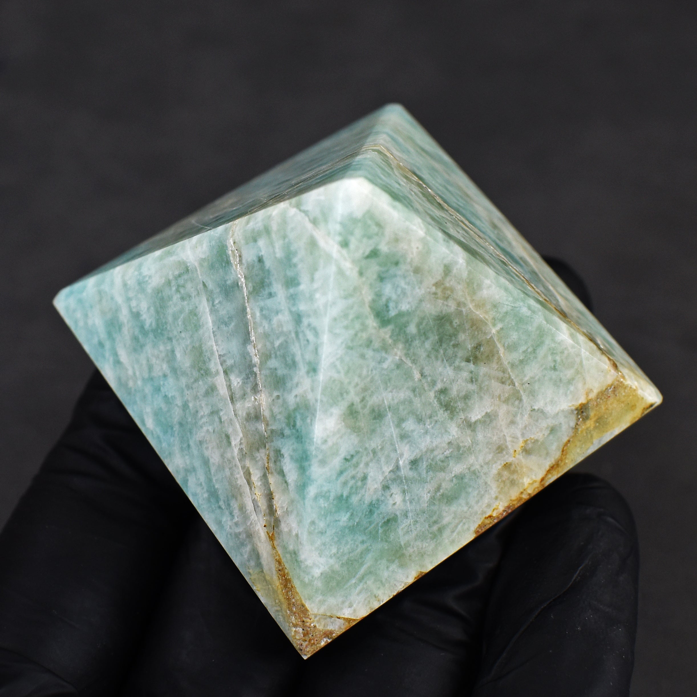 Lovely 386.00 Cts Genuine Amazonite Crystal Specimen Healing Divine Pyramid