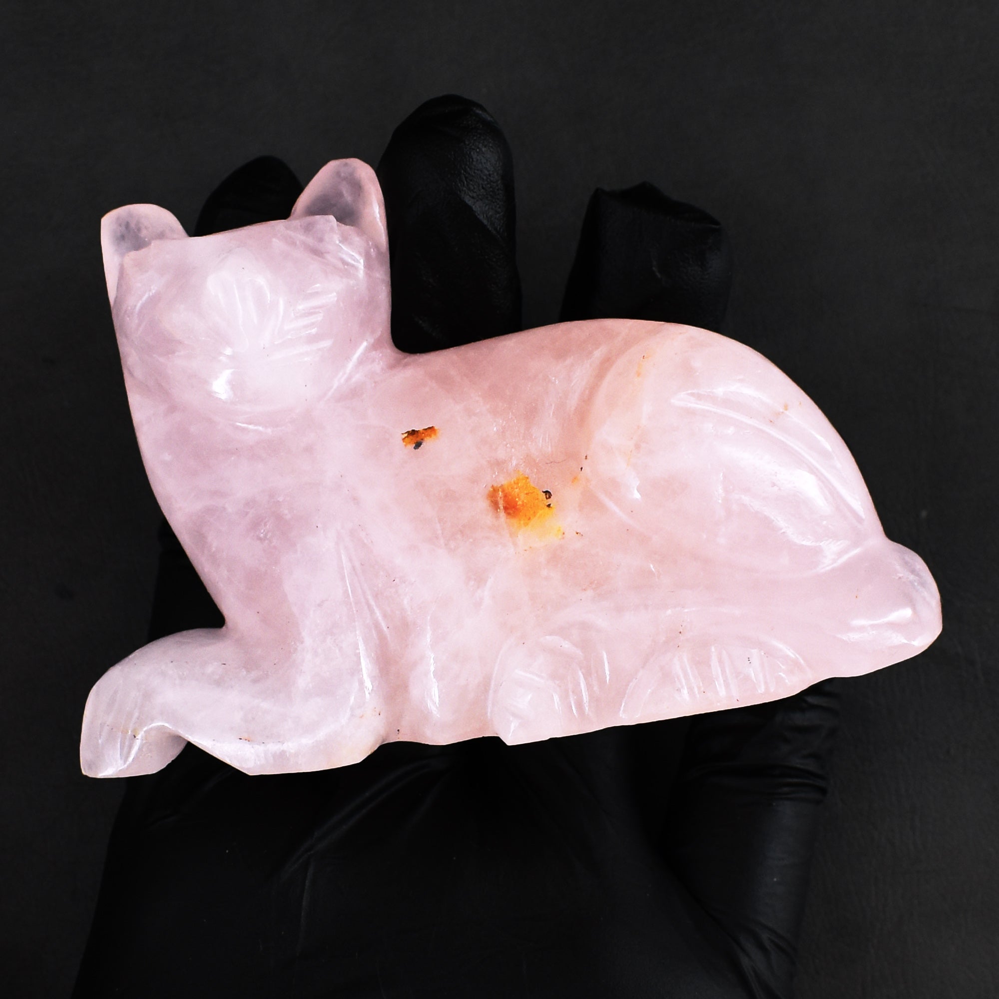 Natural 833.00 Cts Genuine Pink Rose Quartz Hand Carved Rose Cat Carving  2026 Collection