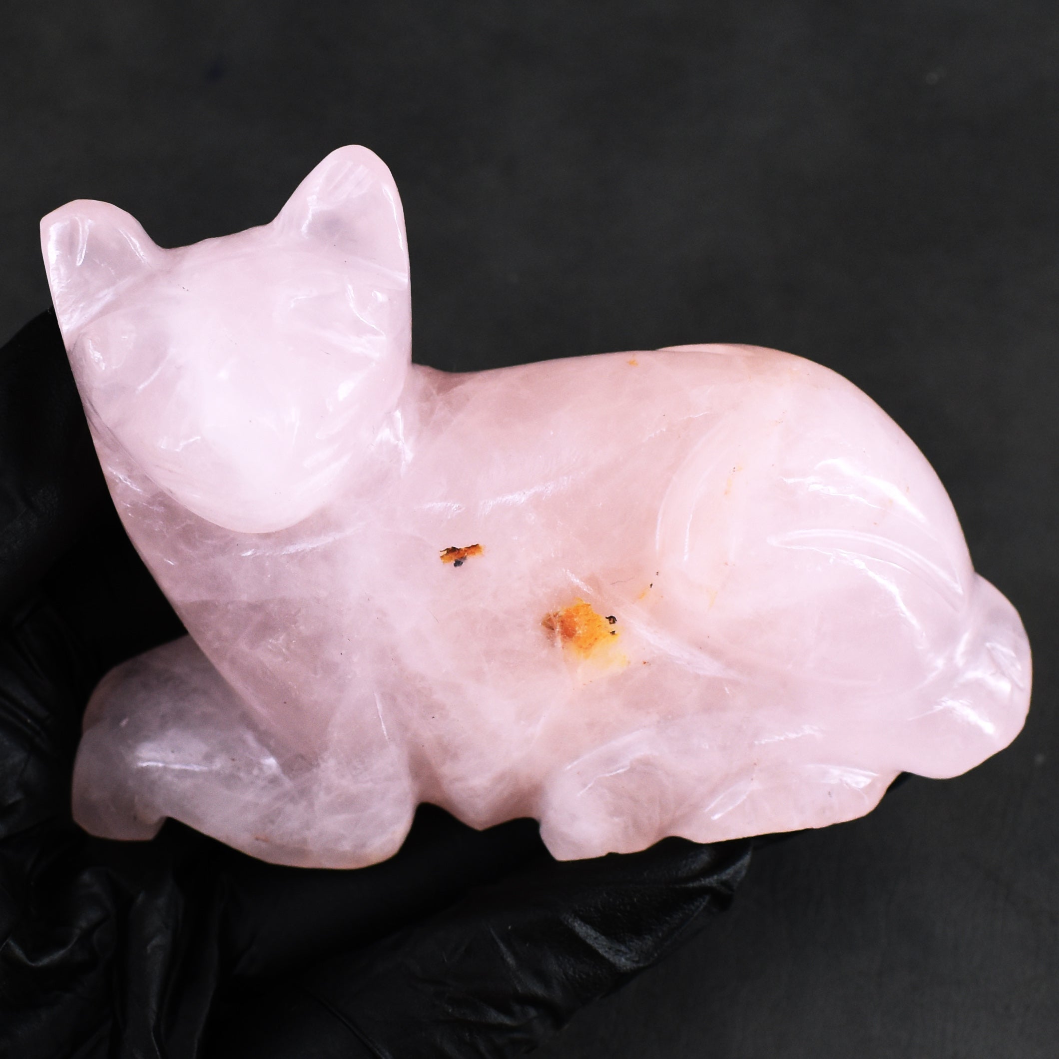 Natural 833.00 Cts Genuine Pink Rose Quartz Hand Carved Rose Cat Carving  2026 Collection