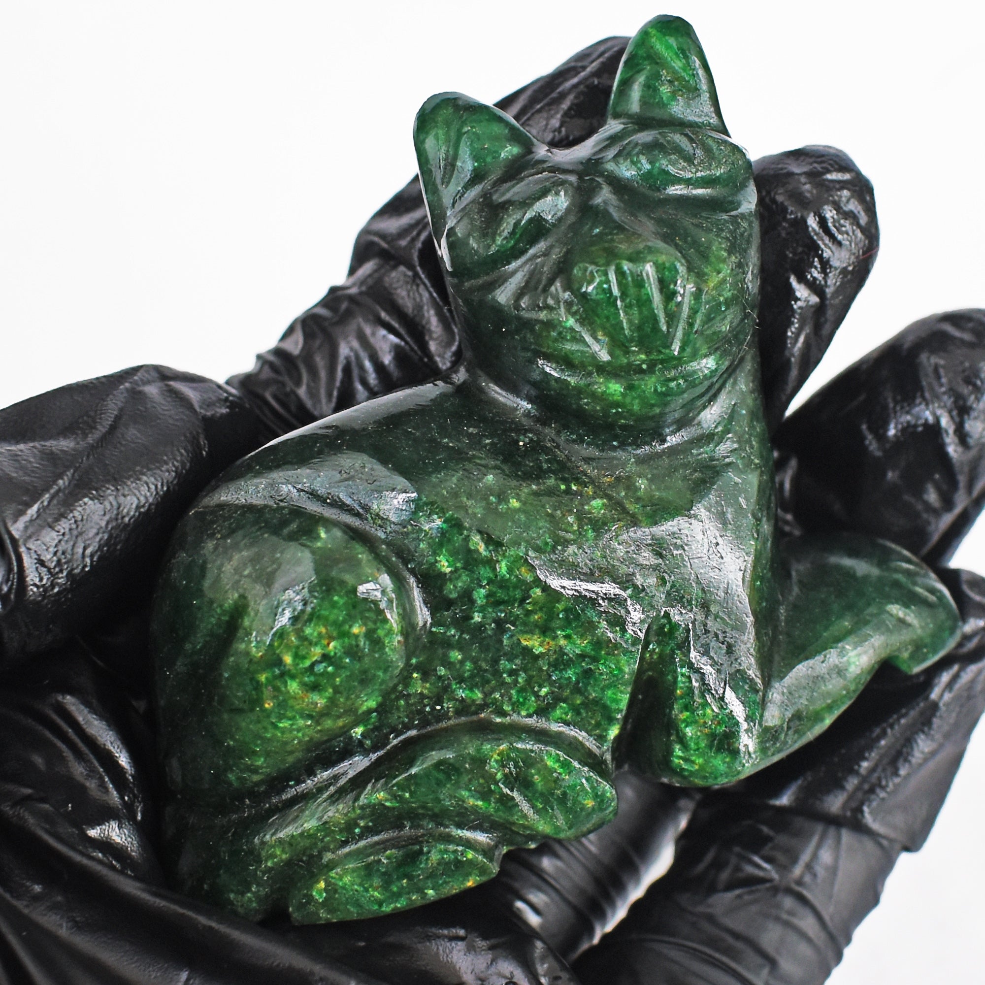 Artisian 405.00 Cts Genuine Jade Carved Premium Cat Crystal 2026 Collection