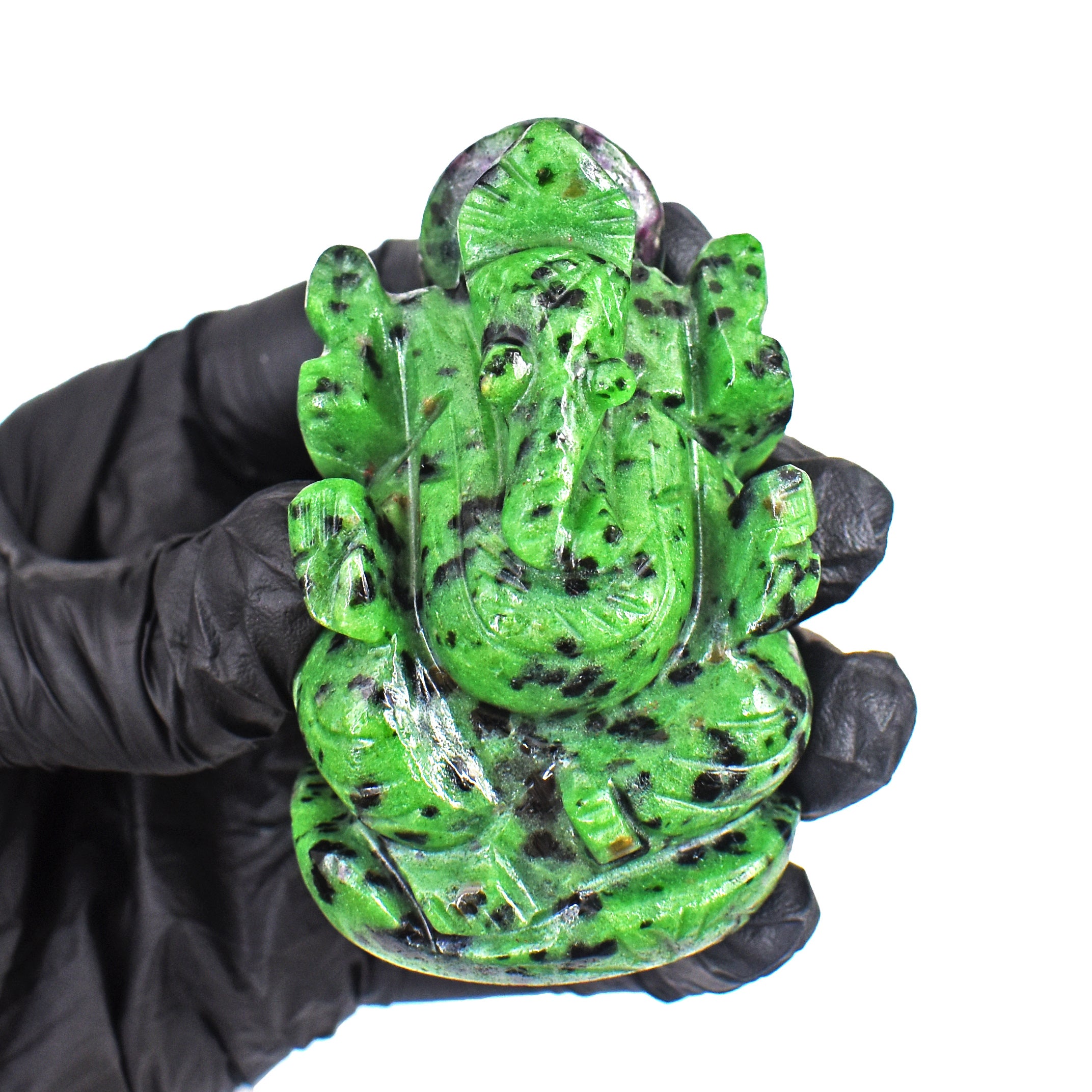 Beautiful 714.00 Cts Genuine Ruby Zoisite Divine Hand Carved Lord Ganesha Gemstone Carving