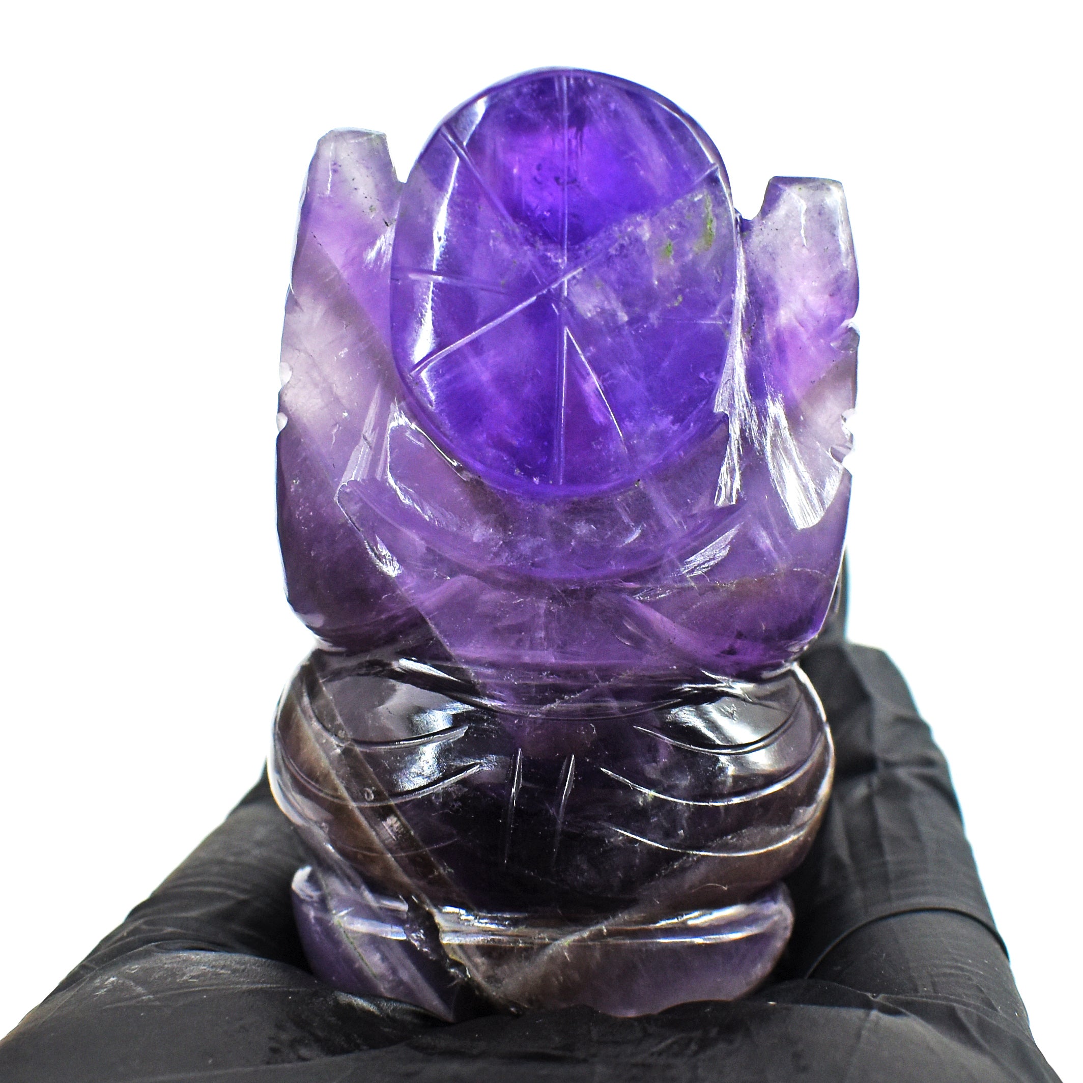 Natural 489.00 Cts Amazing Amethyst Divine Hand Carved Lord Ganesha