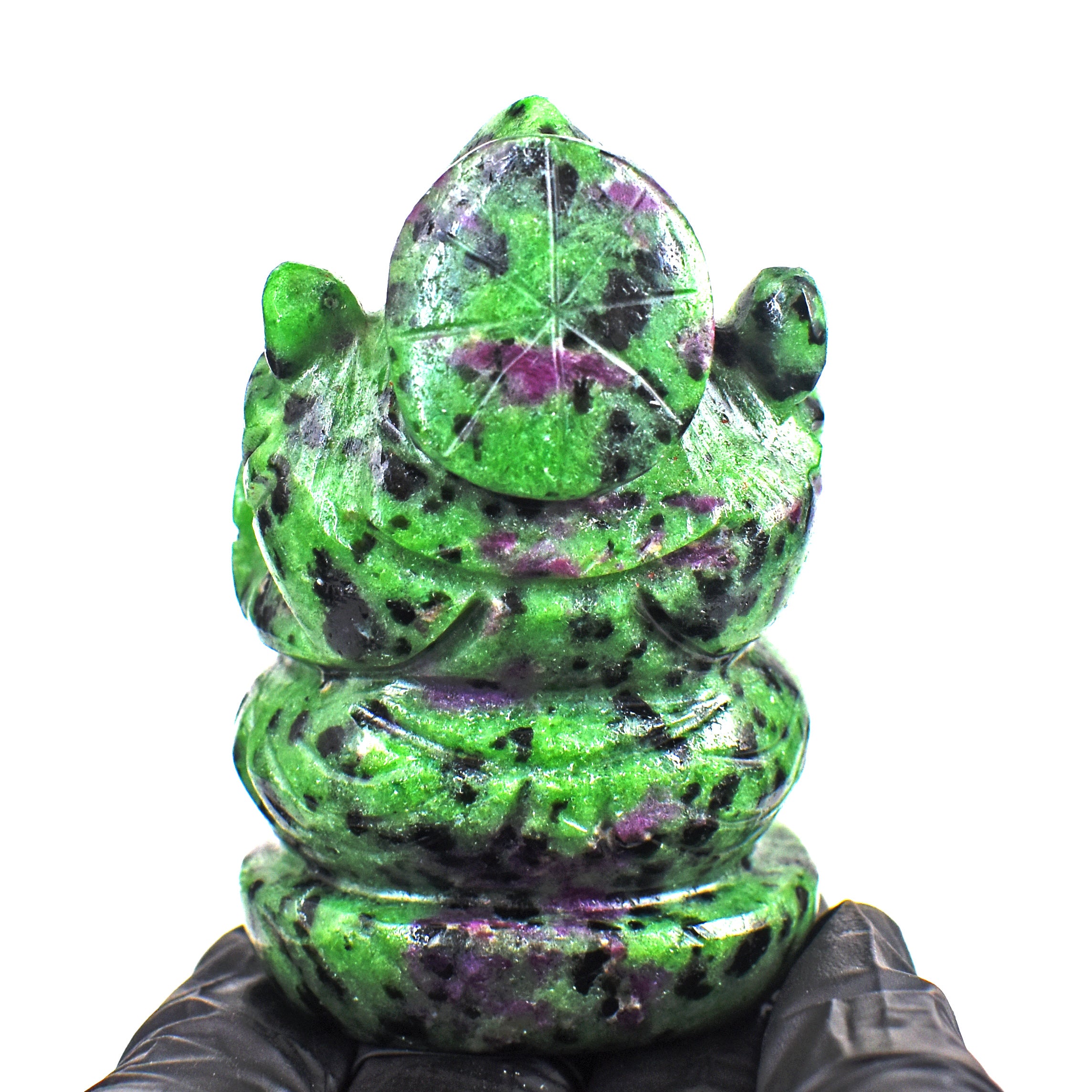 Beautiful 714.00 Cts Genuine Ruby Zoisite Divine Hand Carved Lord Ganesha Gemstone Carving