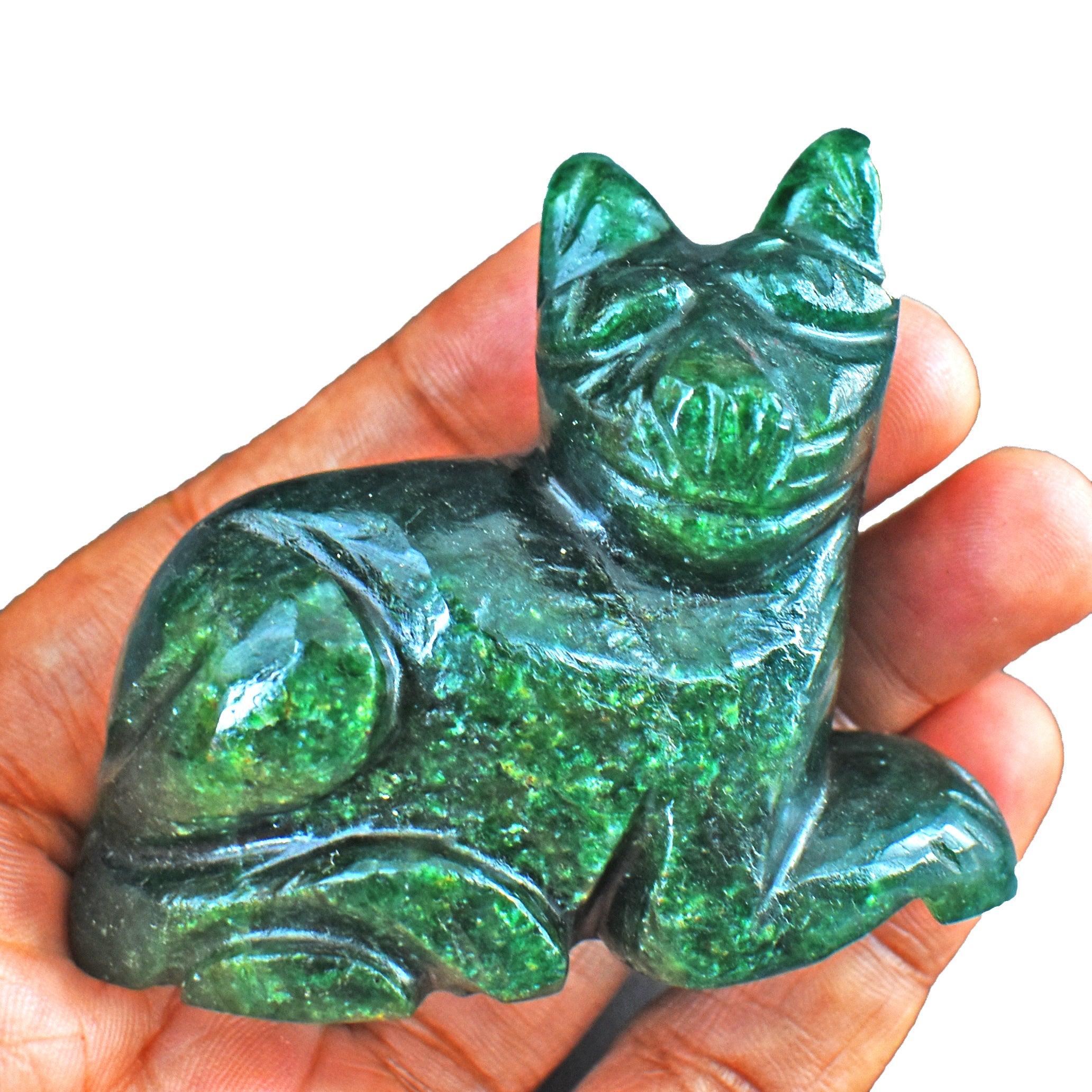 Artisian 405.00 Cts Genuine Jade Carved Premium Cat Crystal 2026 Collection