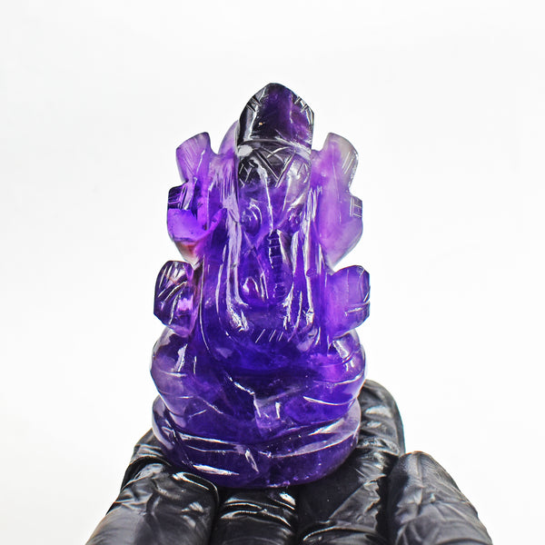 Natural 441.00 Cts Amazing Amethyst Divine Hand Carved Lord Ganesha