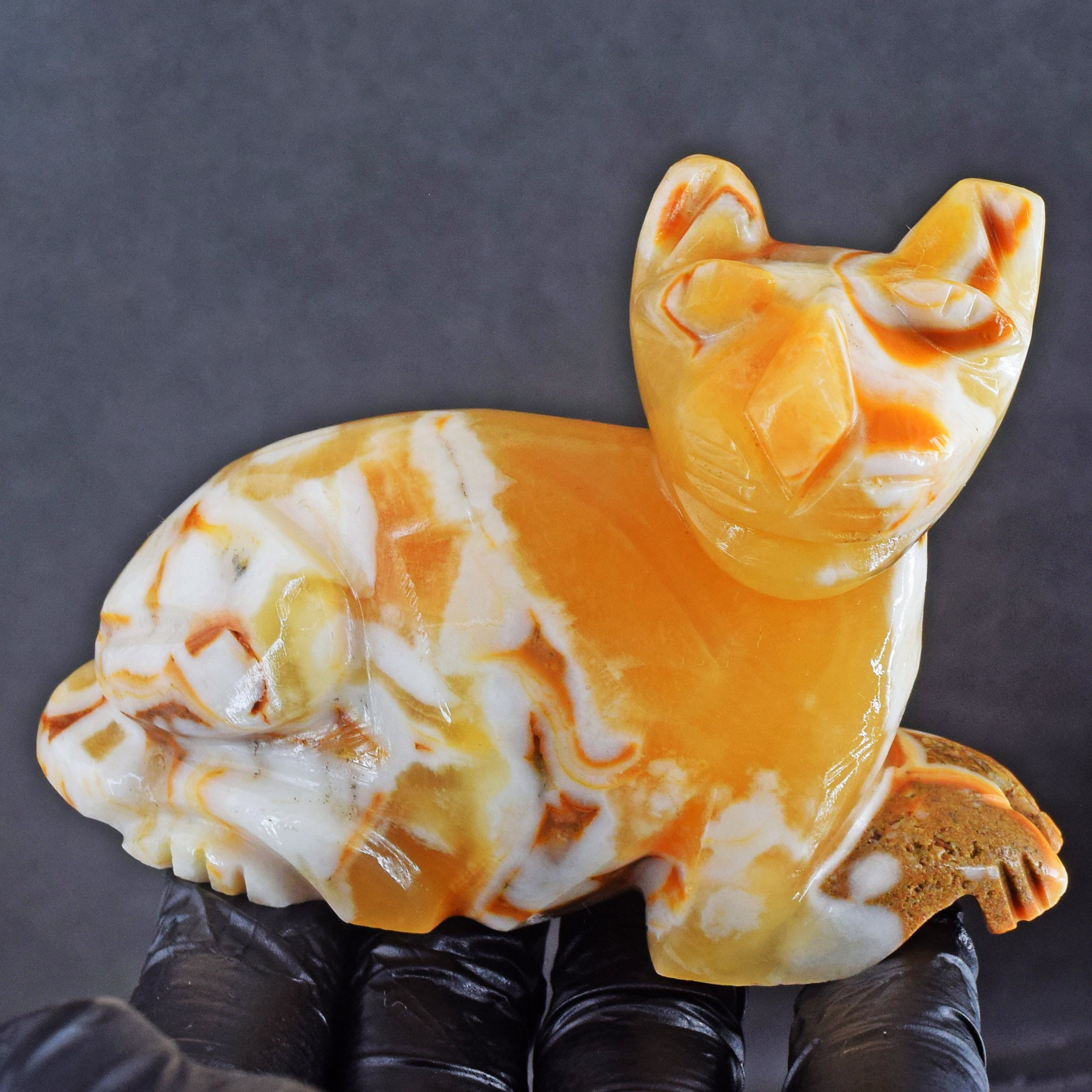 Gorgeous 1097.00 Cts Genuine Yellow Rhodochrosite Hand Carved Gemstone Premium Crystal Cat 2026 Collection