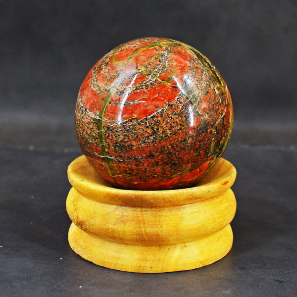 Exclusive 981.00 Cts  Blood Green Unakite Hand Carved Healing Crystal Gemstone Sphere