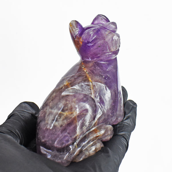 Genuine 1146.00 Carats Genuine Purple Amethyst Hand Carved Cat 2026  Collection