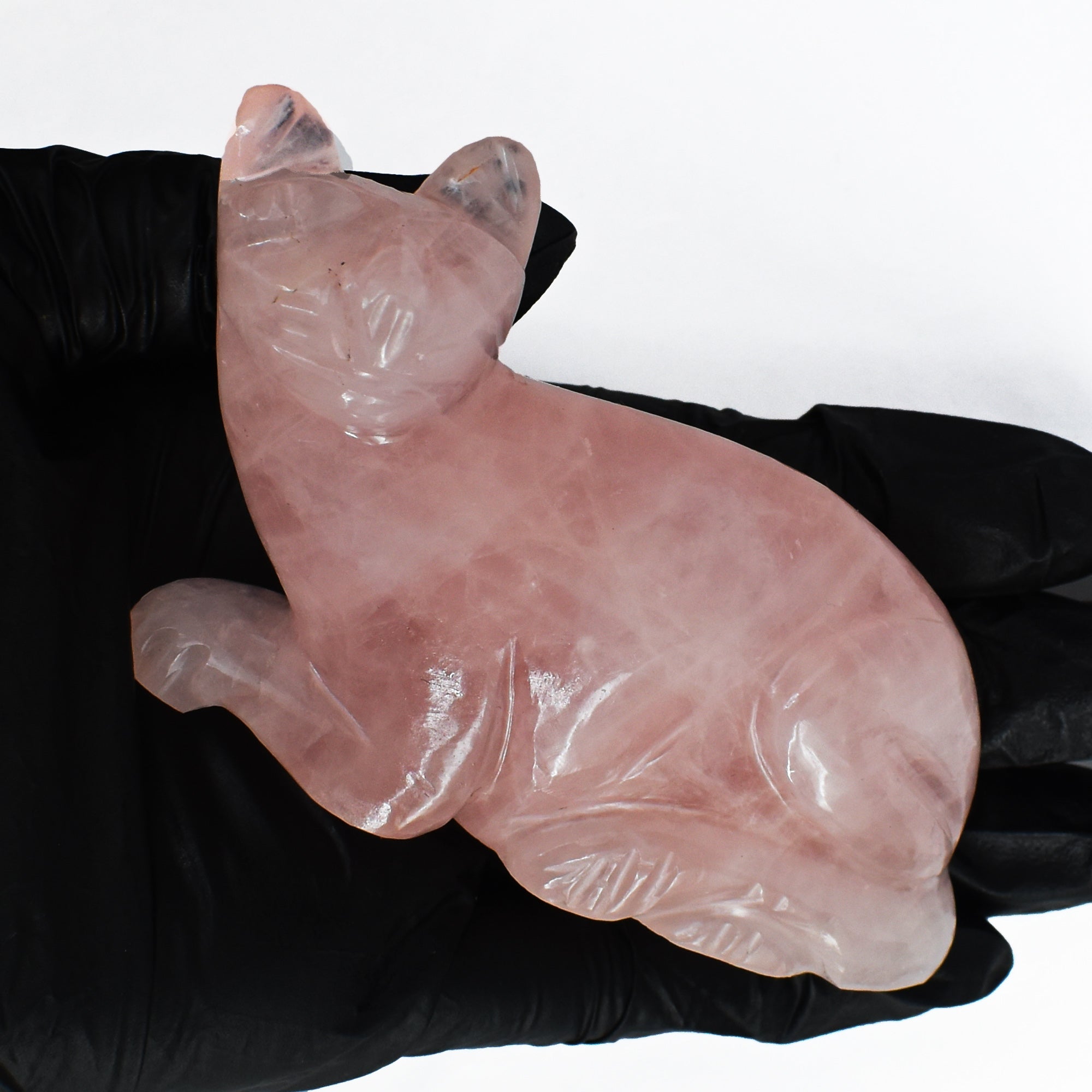 Natural 861.00 Cts Genuine Pink Rose Quartz Hand Carved Rose Cat Carving  2026 Collection