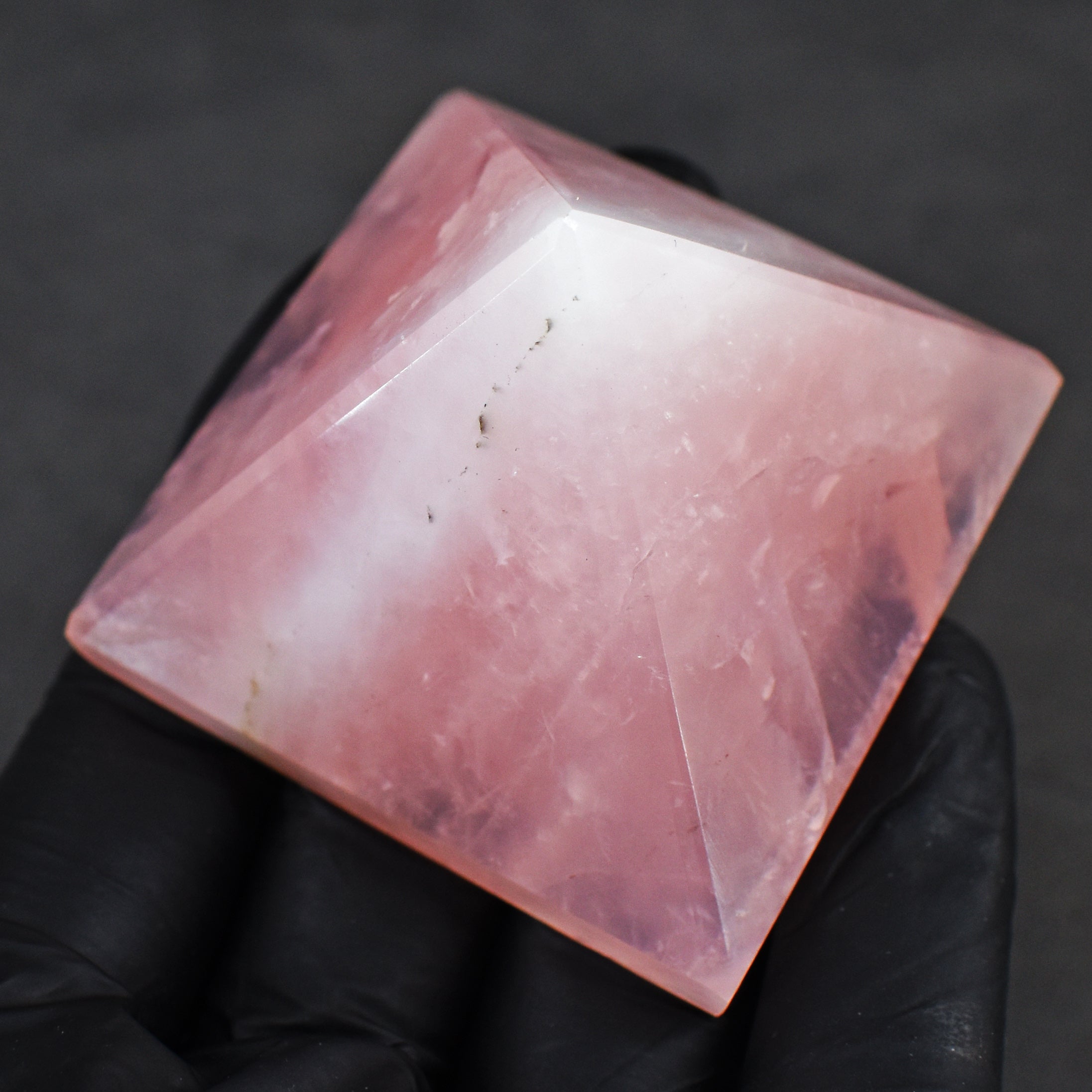 Beautiful 495.00 Cts Genuine Rose Quartz Healing Divine Crystal Specimen Pyramid