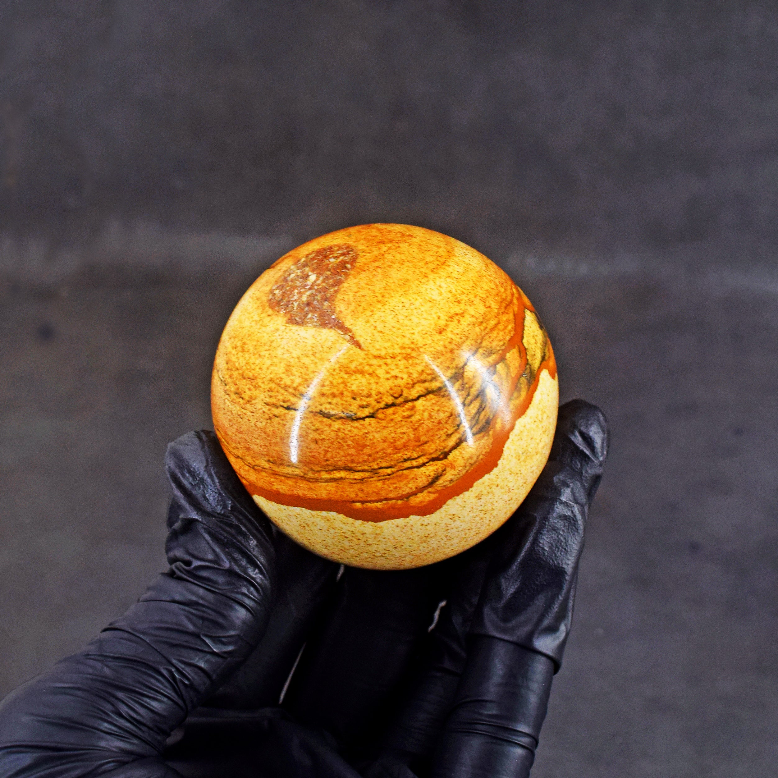 Gorgeous 918.00 Cts Genuine Picture Jasper Hand Carved Crystal Healing Gemstone Sphere