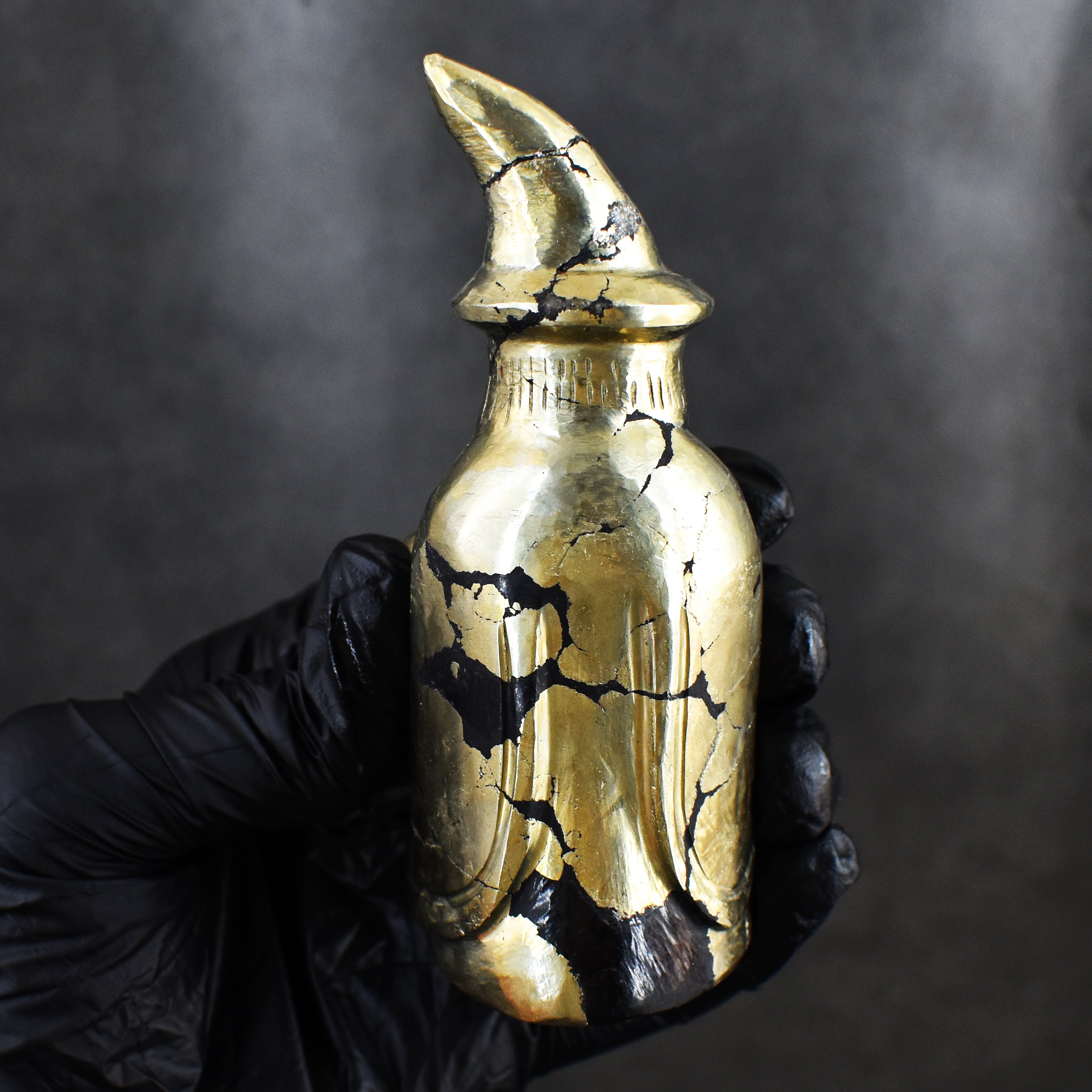 Exclusive 1288.00 Carats Genuine Pyrite Hand Carved Crystal Gemstone Wizard Carving
