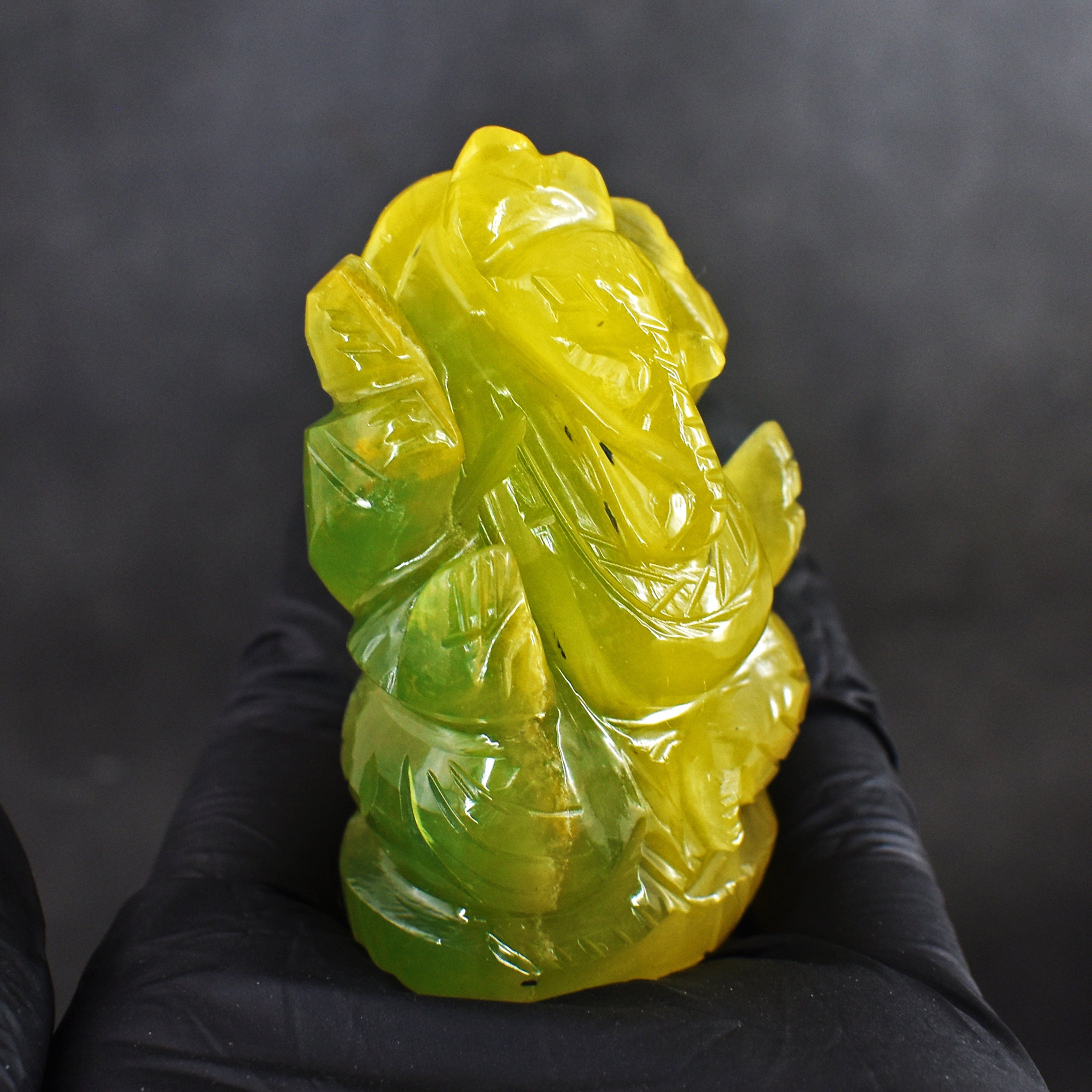 Miraculous 573.00 Cts Genuine Multicolor Fluorite Hand Carved Premium Lord Ganesha Crystal