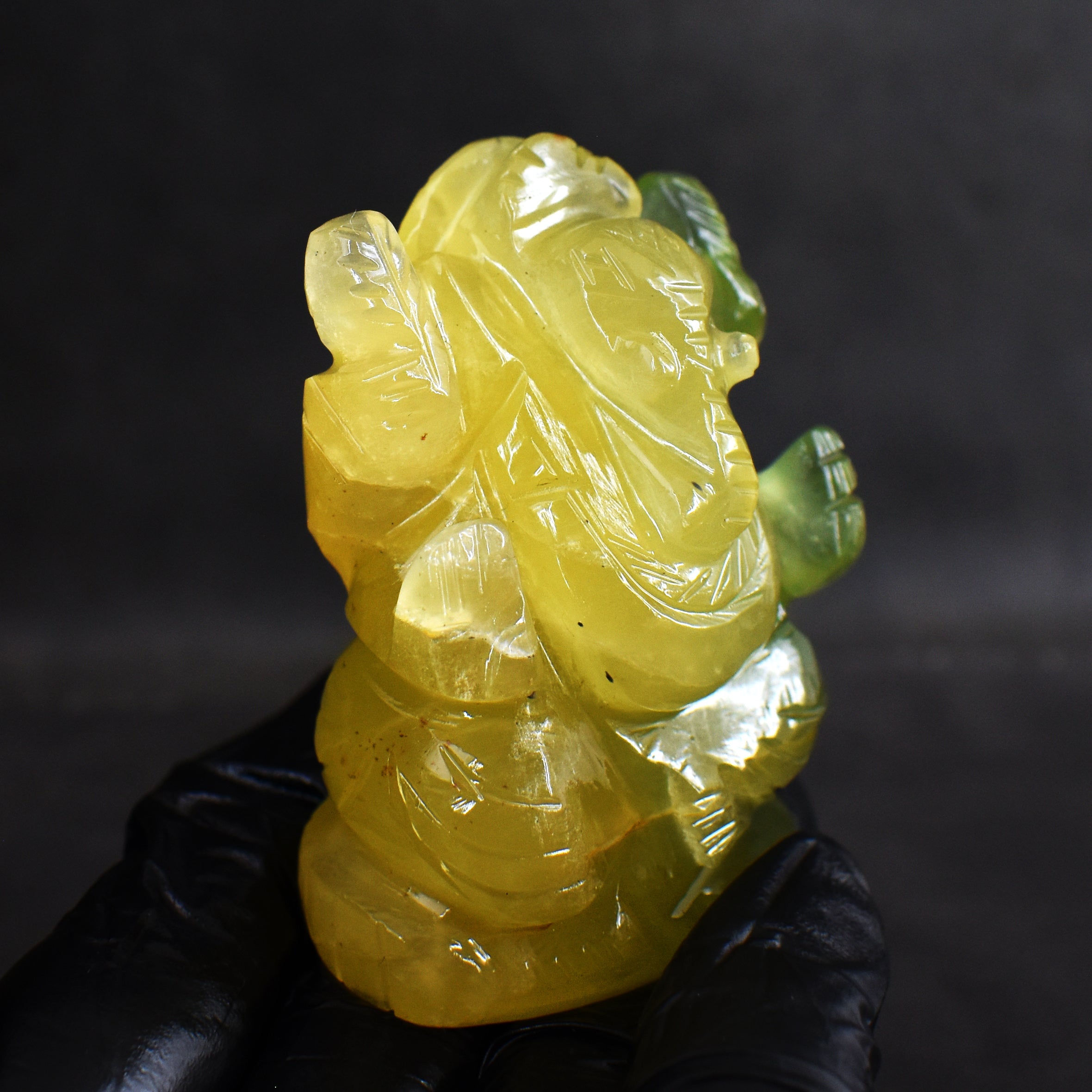 Craftsmen 542.00 Carats Multicolor Fluorite Divine Hand Carved Genuine Crystal Gemstone Carving Lord Ganesha