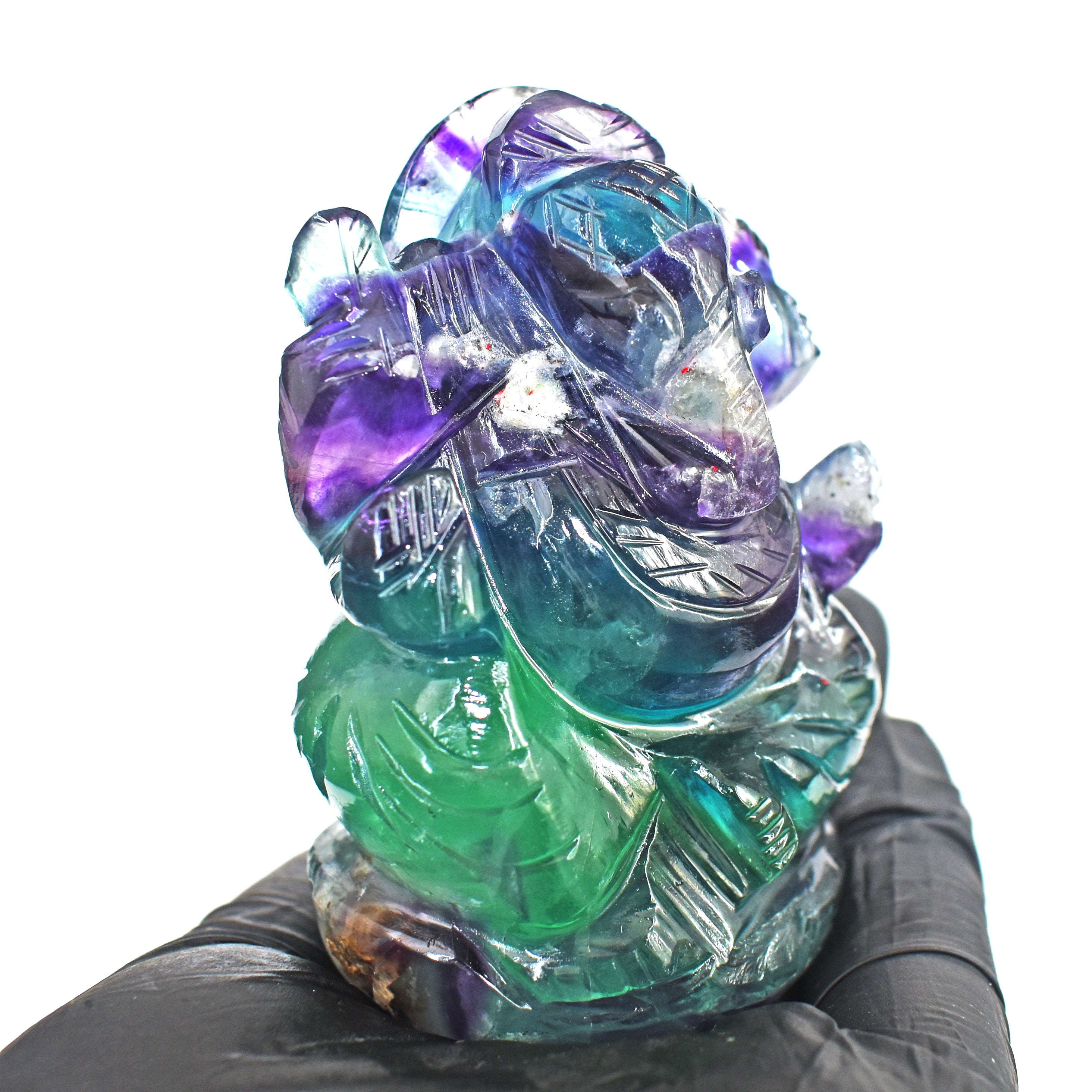 Miraculous 806.00 Cts Genuine Multicolor Fluorite Hand Carved Premium Lord Ganesha Crystal