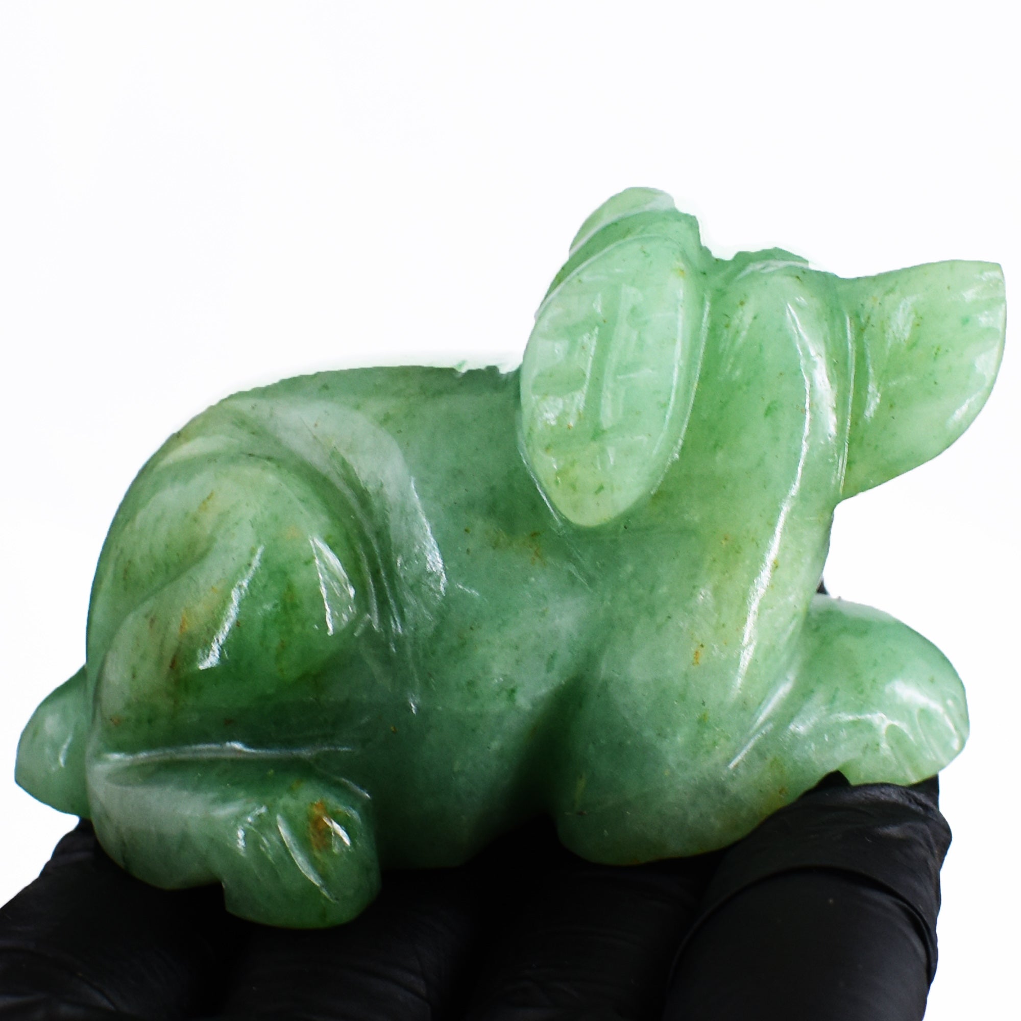 Amazing 645.00 Cts Genuine Green Aventurine Hand Carved Crystal Gemstone Dog Carving  2026  Collection