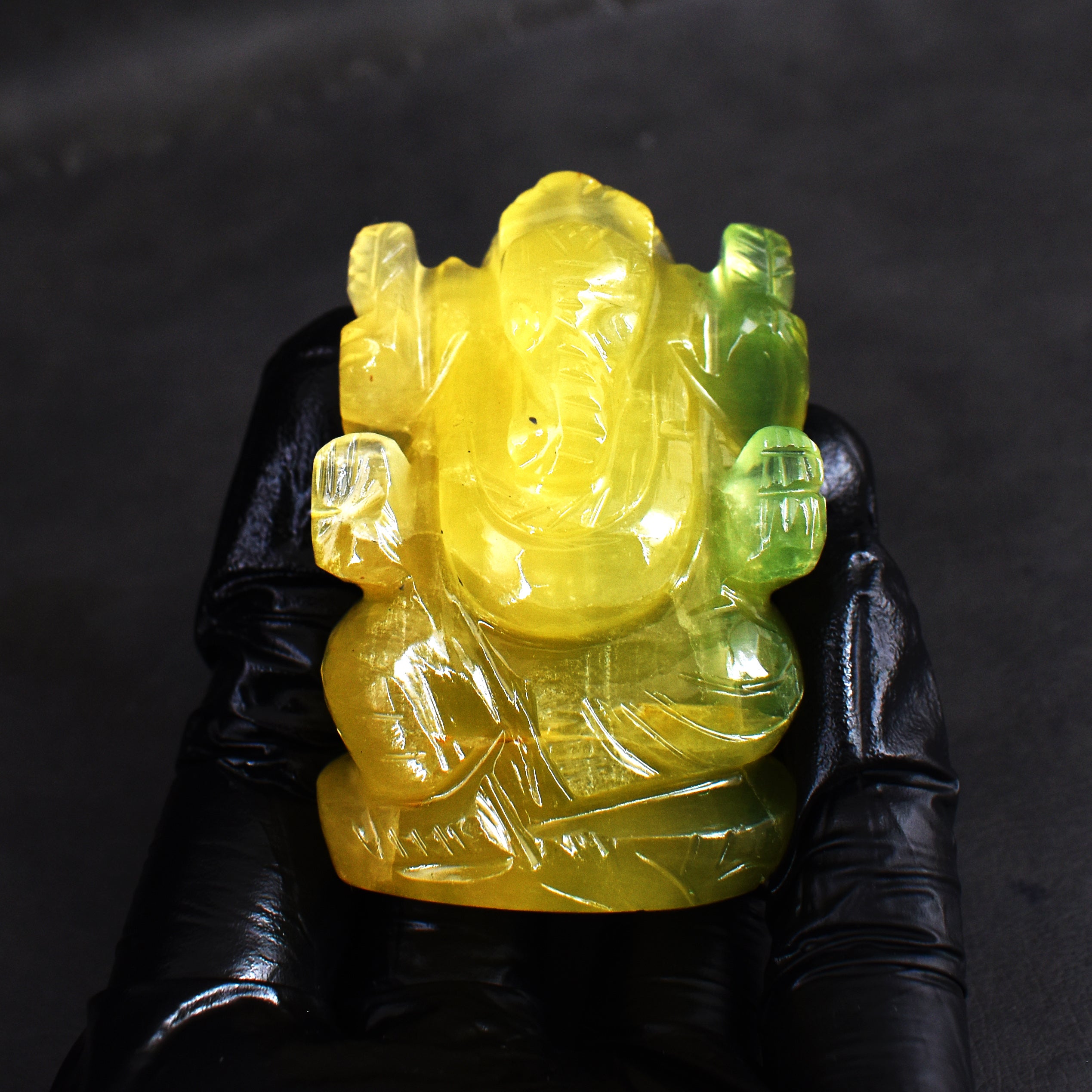 Craftsmen 542.00 Carats Multicolor Fluorite Divine Hand Carved Genuine Crystal Gemstone Carving Lord Ganesha