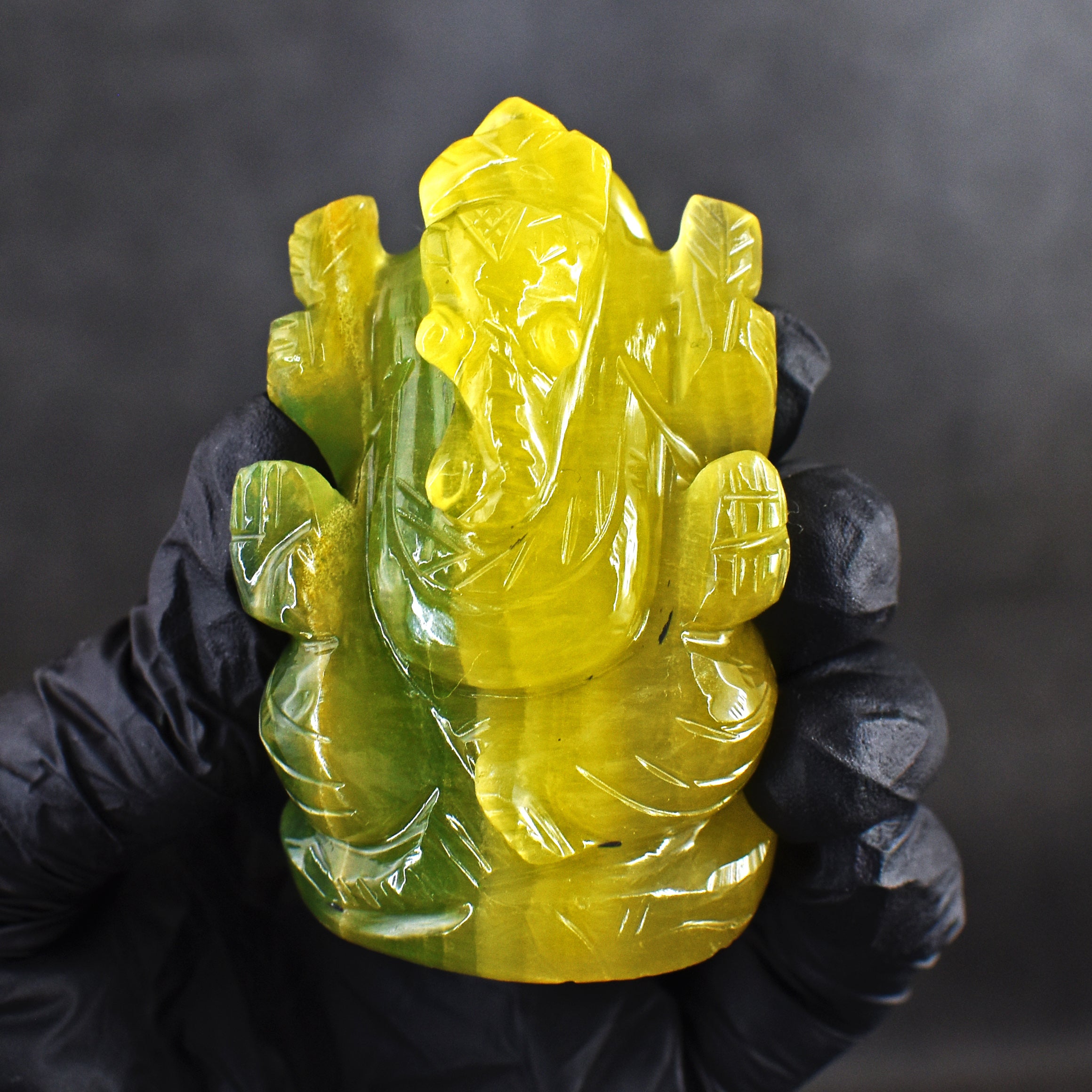 Miraculous 573.00 Cts Genuine Multicolor Fluorite Hand Carved Premium Lord Ganesha Crystal
