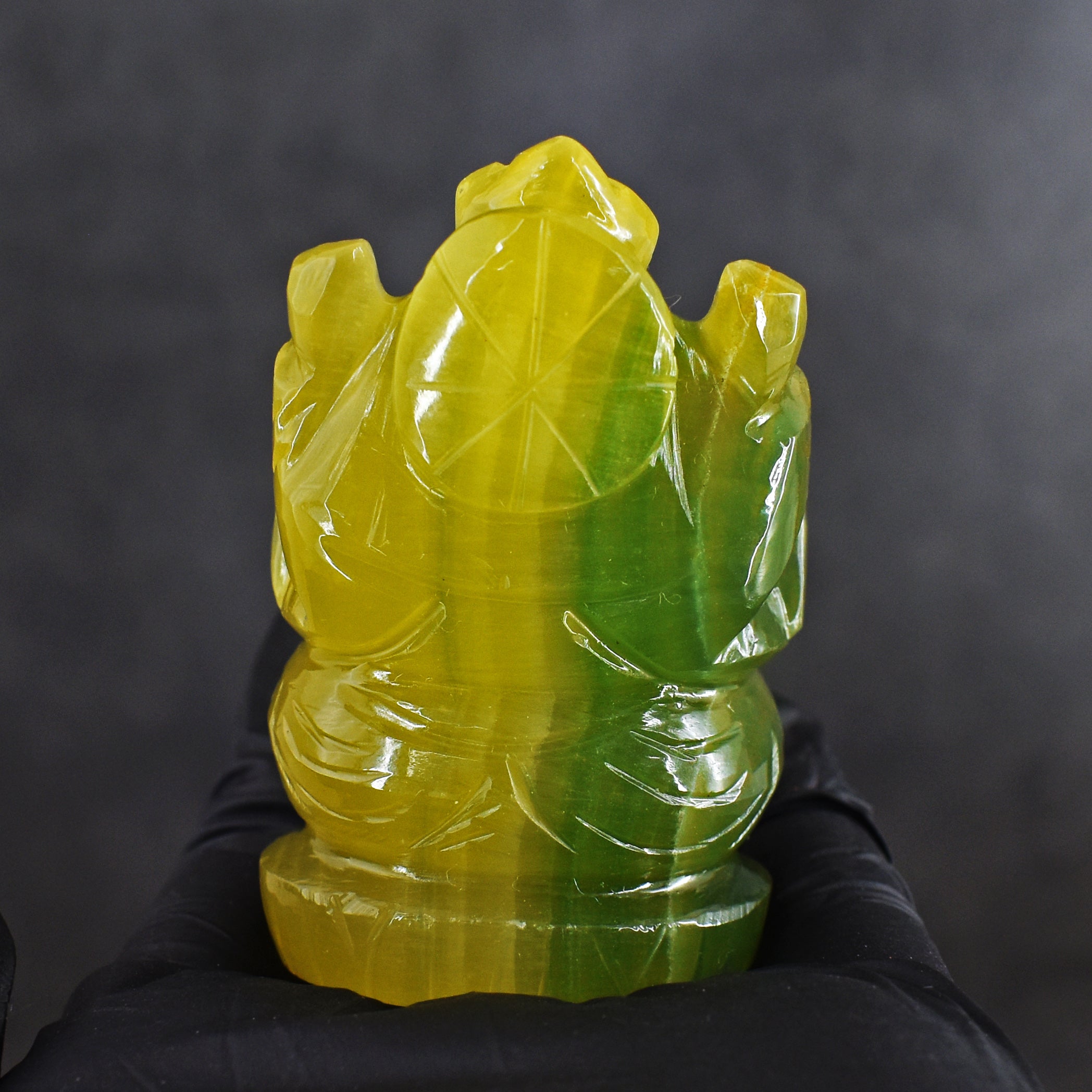 Miraculous 573.00 Cts Genuine Multicolor Fluorite Hand Carved Premium Lord Ganesha Crystal