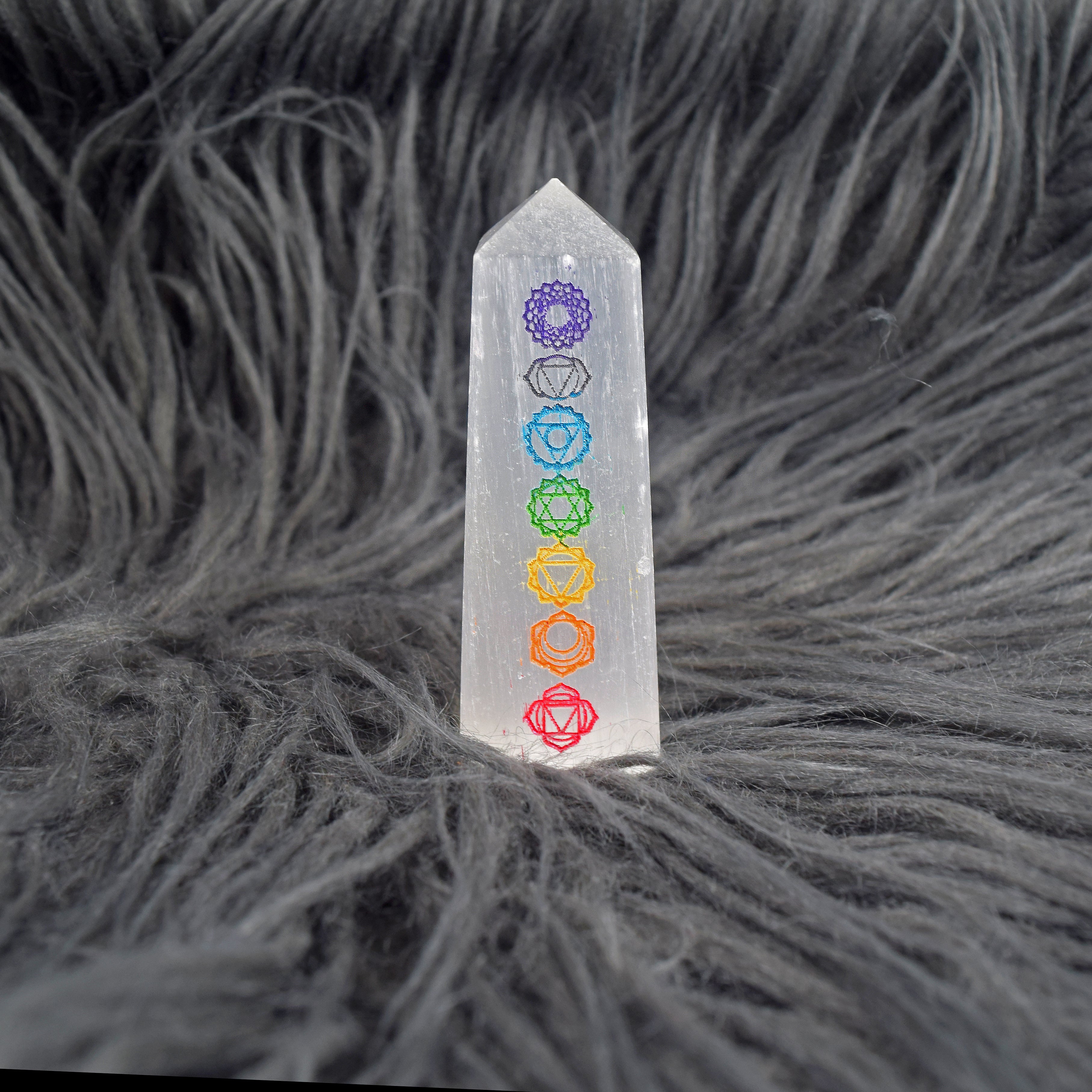 Natural 468.00 Cts Genuine Selenite Seven Chakra Healing Gemstone Crystal Specimen Premium Tower