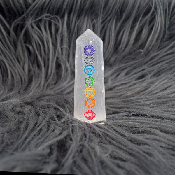 Natural 468.00 Cts Genuine Selenite Seven Chakra Healing Gemstone Crystal Specimen Premium Tower