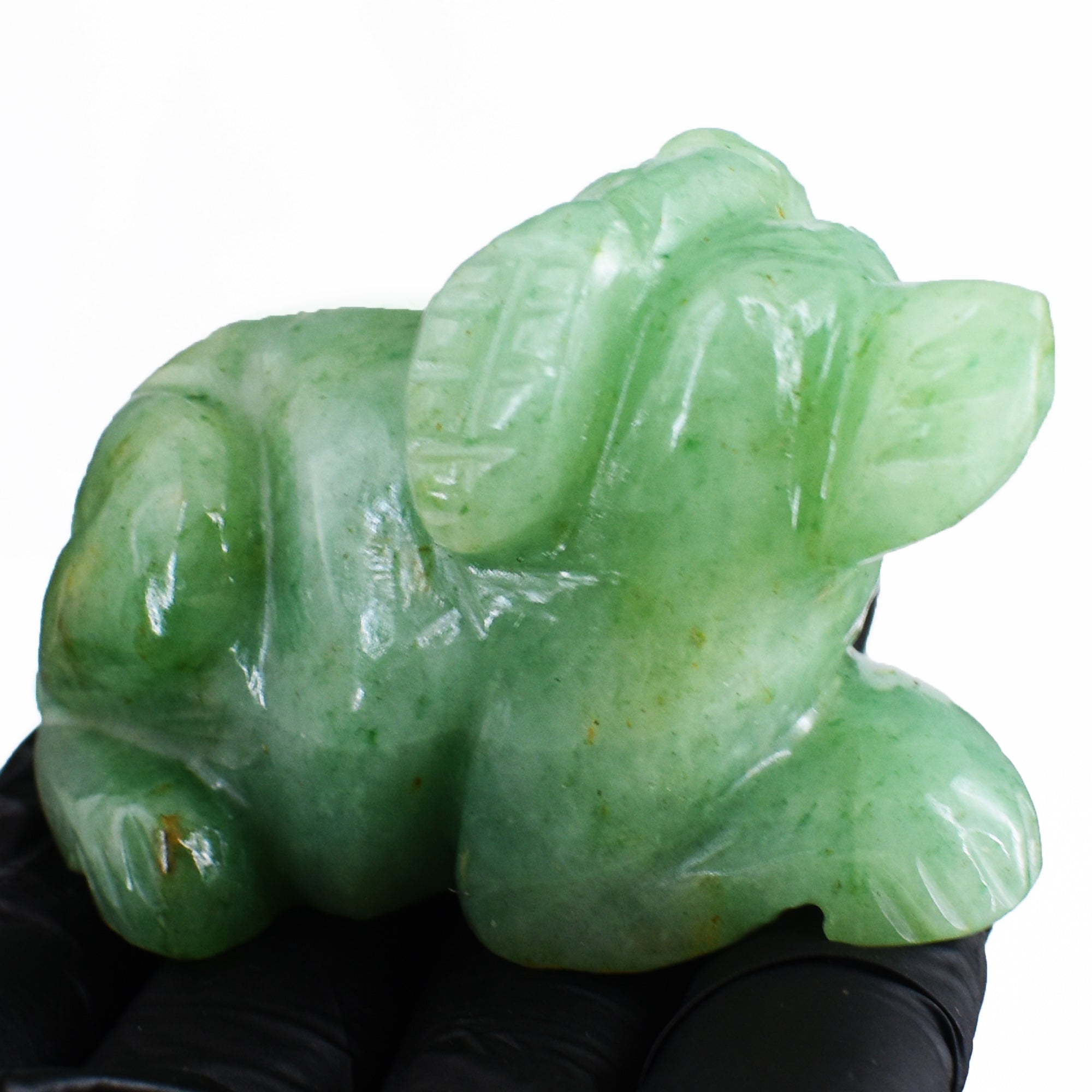 Amazing 645.00 Cts Genuine Green Aventurine Hand Carved Crystal Gemstone Dog Carving  2026  Collection