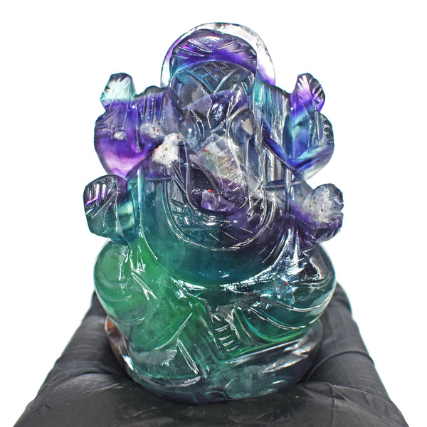 Miraculous 806.00 Cts Genuine Multicolor Fluorite Hand Carved Premium Lord Ganesha Crystal