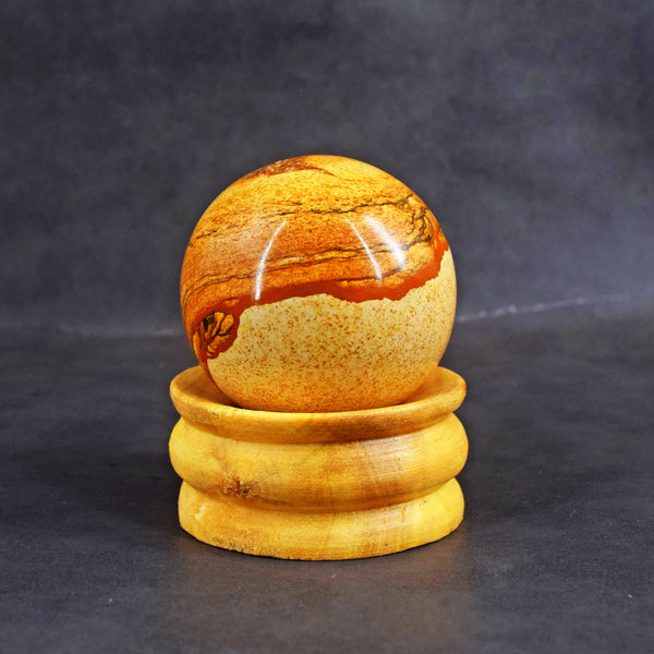 Gorgeous 918.00 Cts Genuine Picture Jasper Hand Carved Crystal Healing Gemstone Sphere