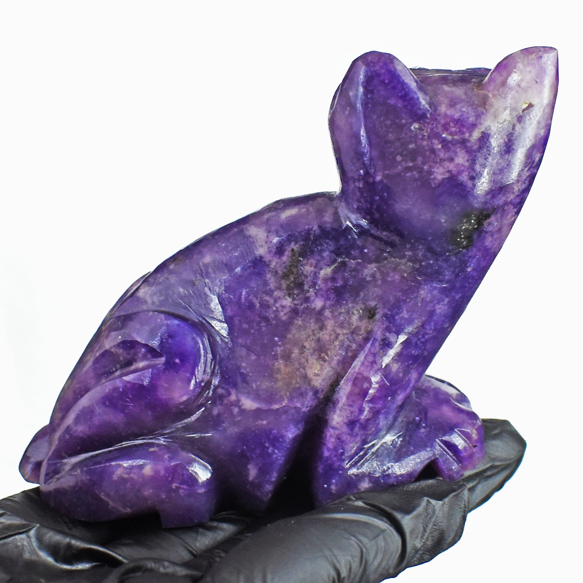 Exclusive 1053.00 Cts Genuine Lepidolite Hand Carved Genuine Crystal Gemstone Carving Cat 2026  Collection