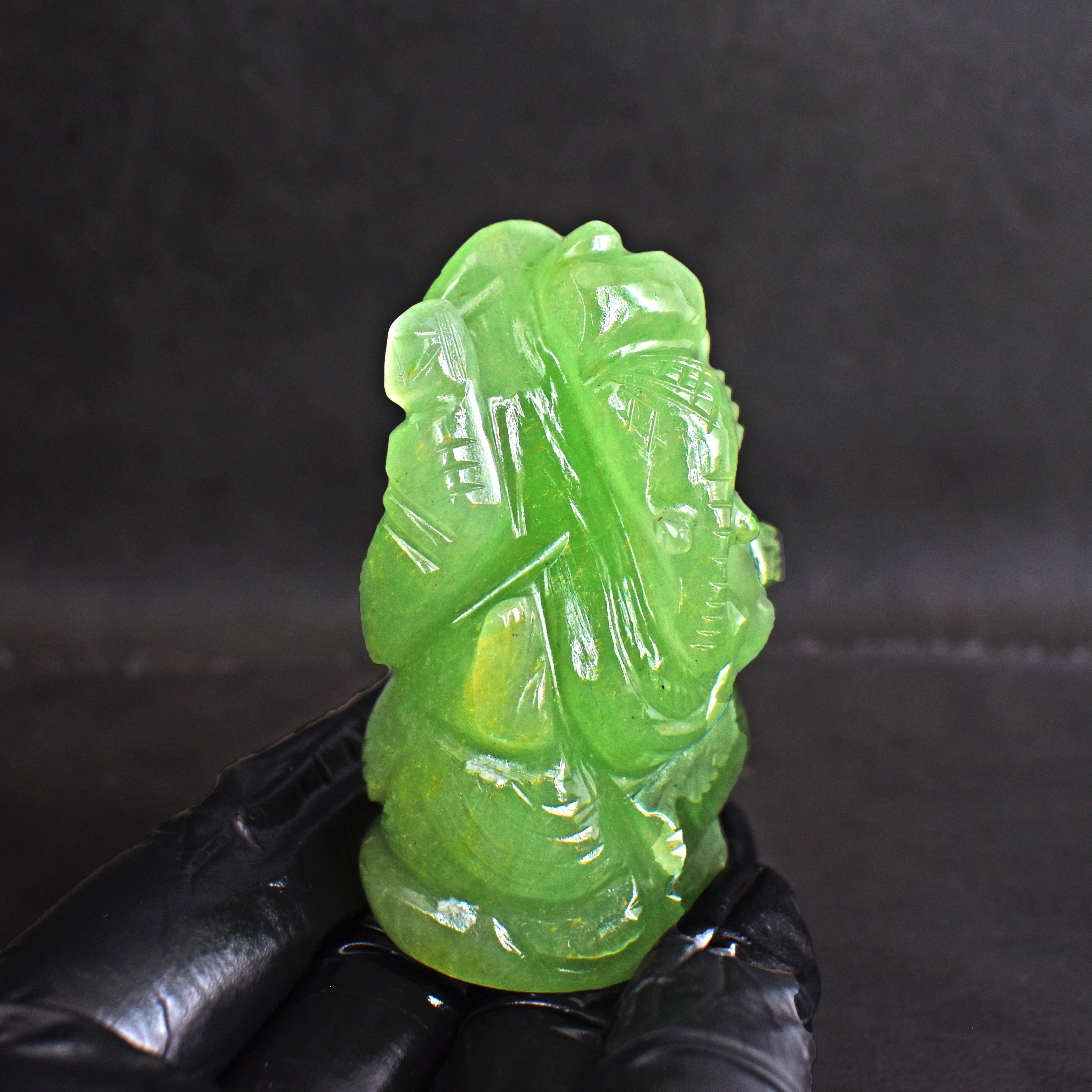 Exclusive 442.00 Cts Aventurine Hand Carved Genuine Crystal Gemstone Carving Lord Ganesha