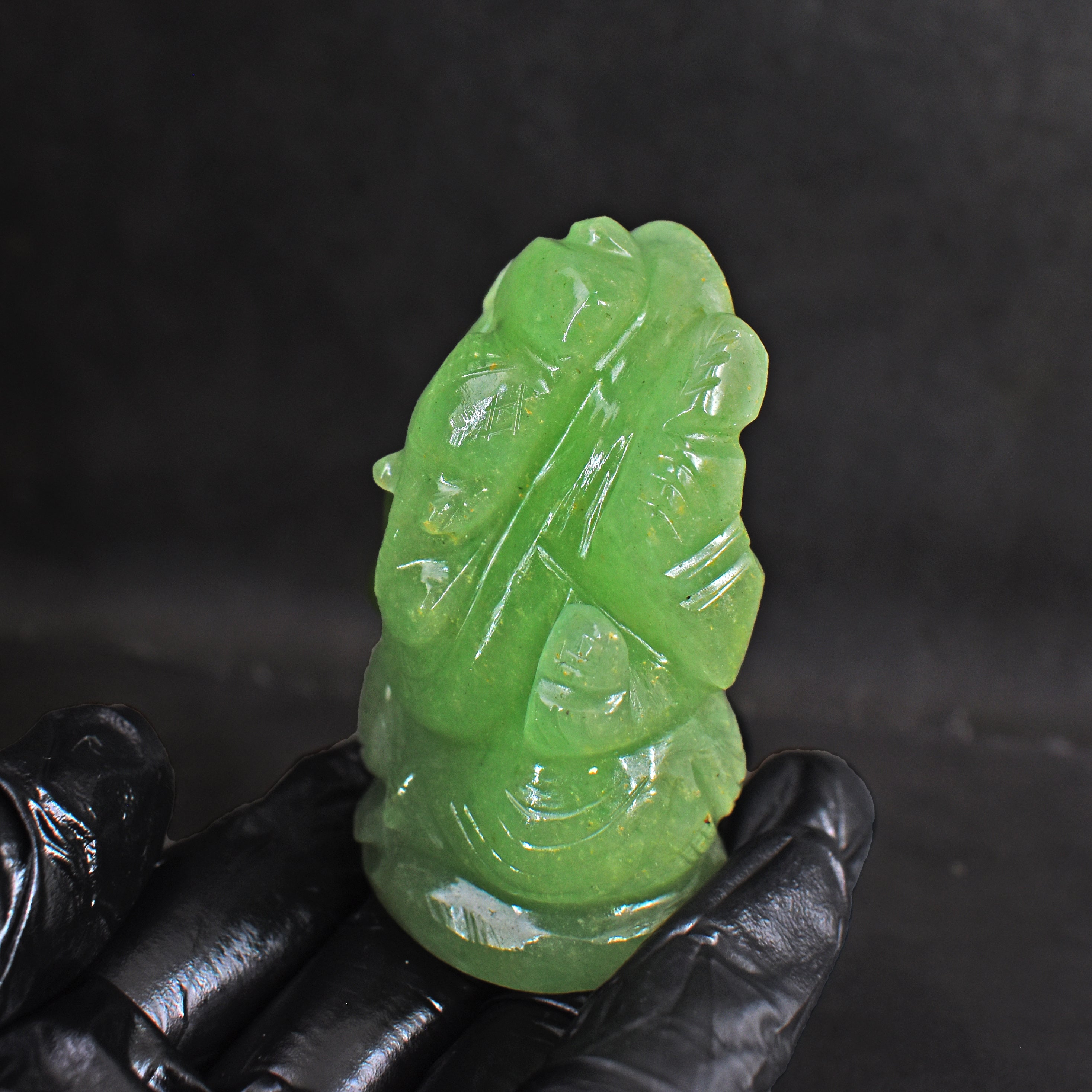 Exclusive 442.00 Cts Aventurine Hand Carved Genuine Crystal Gemstone Carving Lord Ganesha