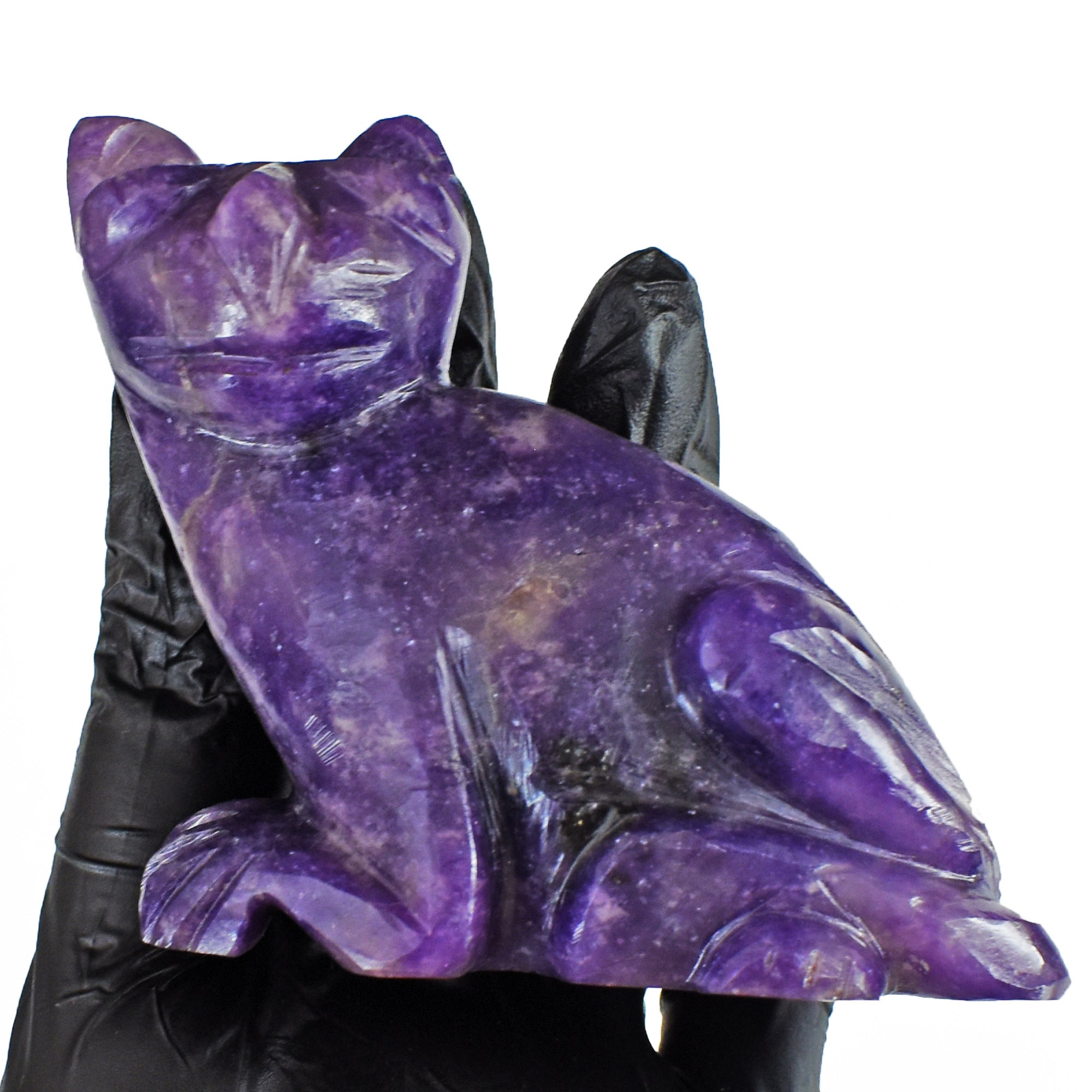 Exclusive 1053.00 Cts Genuine Lepidolite Hand Carved Genuine Crystal Gemstone Carving Cat 2026  Collection