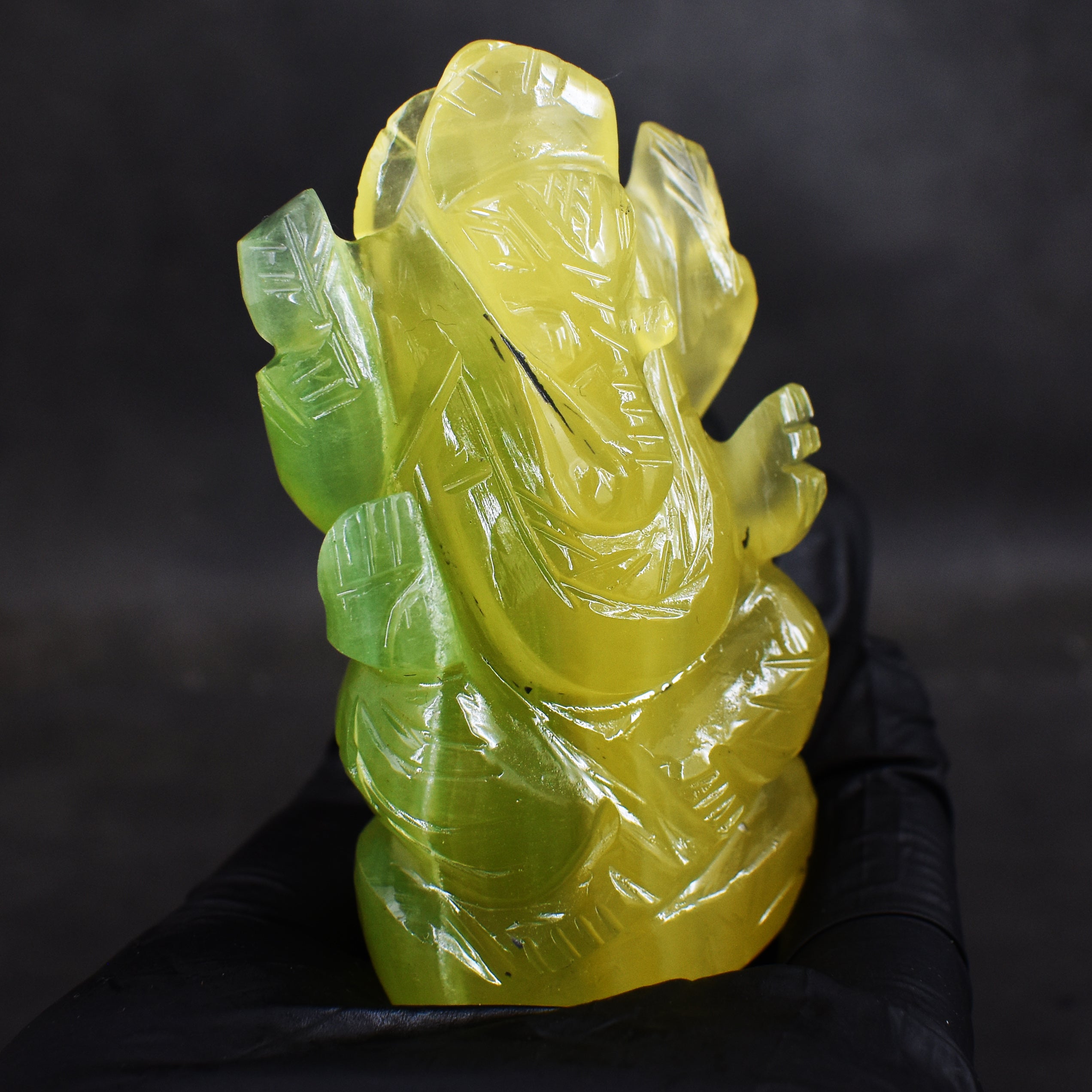 Miraculous 594.00 Cts Genuine Multicolor Fluorite Hand Carved Premium Lord Ganesha Crystal