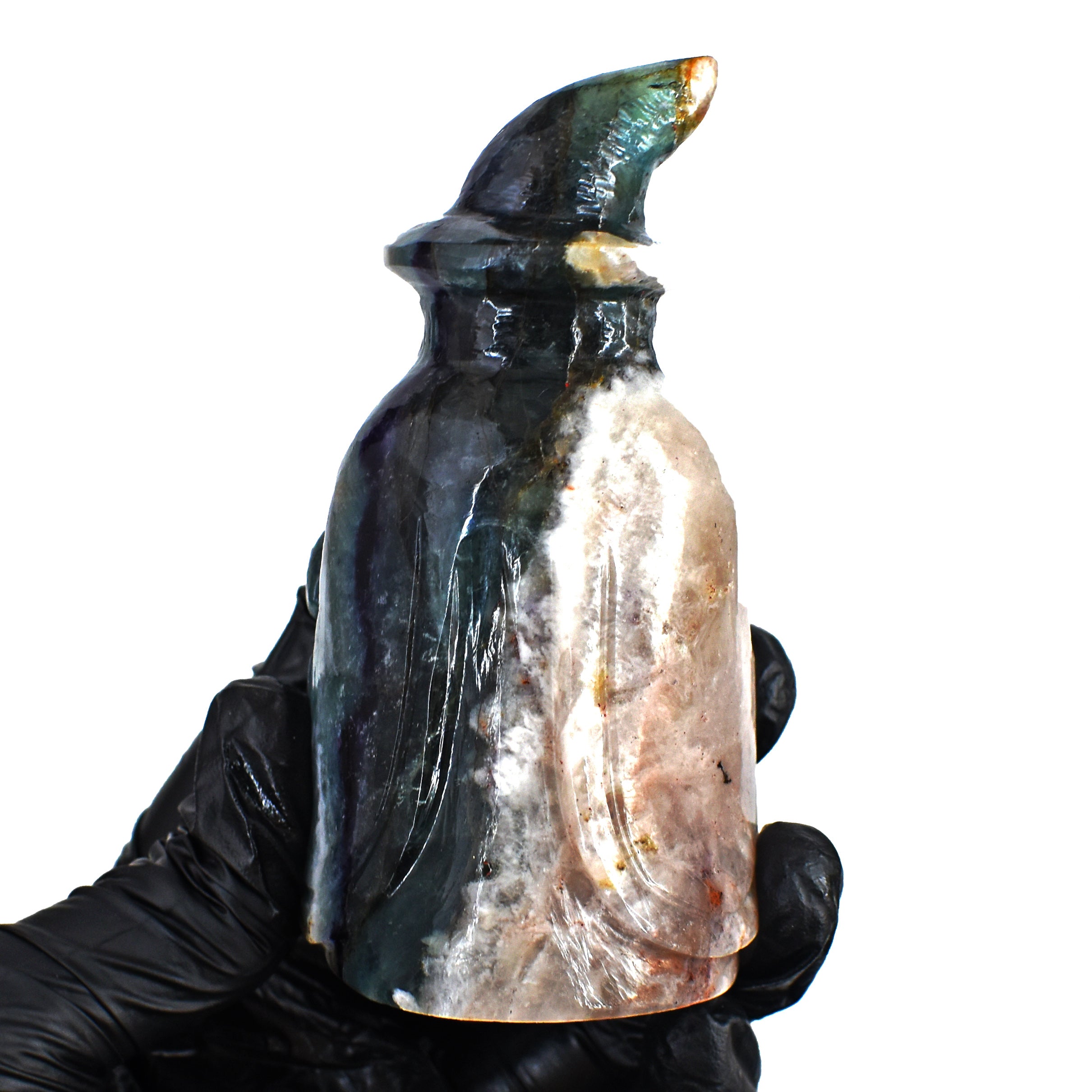 Beautiful 1132.00 Cts Genuine Multicolor Fluorite Hand Carved Premium Wizard