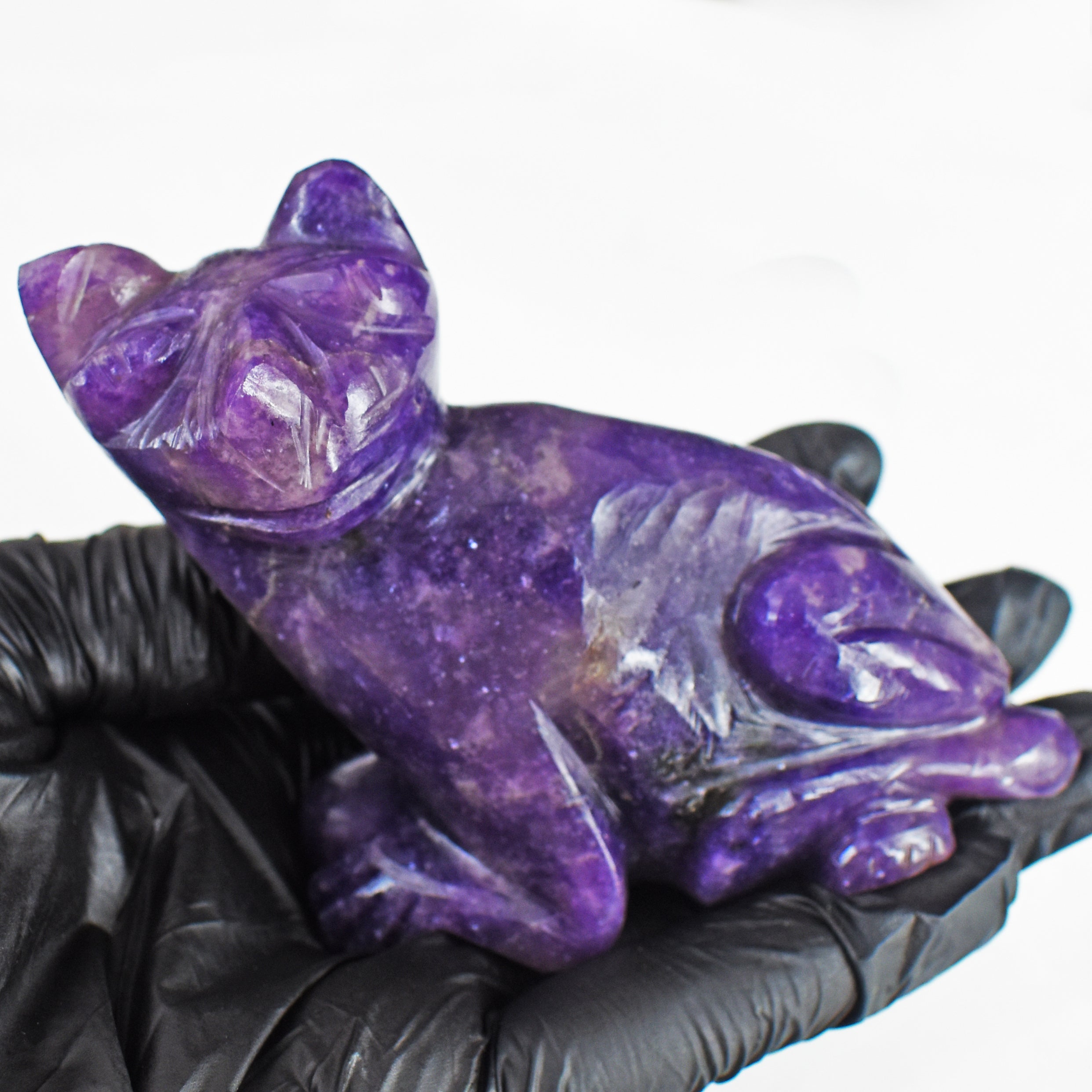 Exclusive 1053.00 Cts Genuine Lepidolite Hand Carved Genuine Crystal Gemstone Carving Cat 2026  Collection