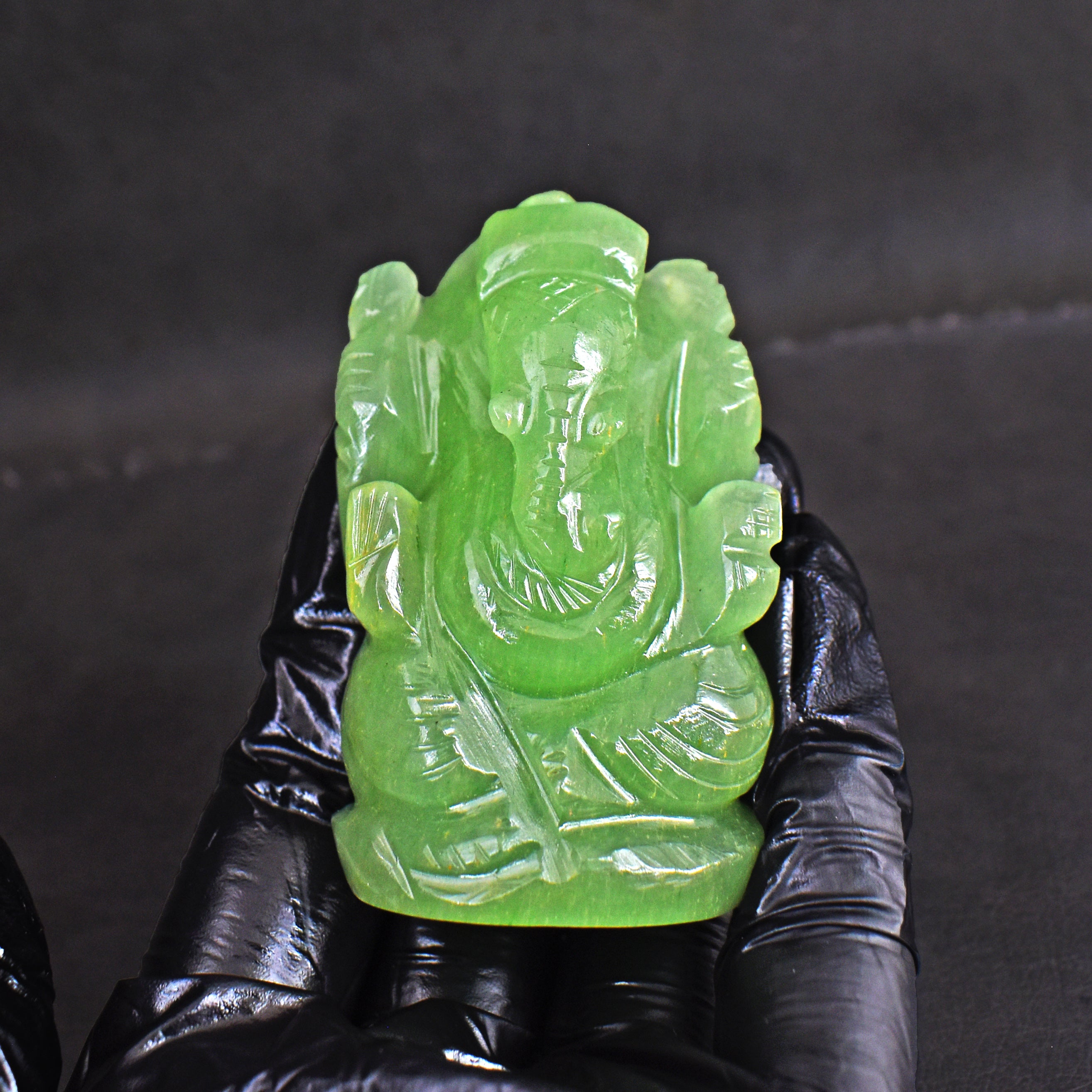 Exclusive 442.00 Cts Aventurine Hand Carved Genuine Crystal Gemstone Carving Lord Ganesha