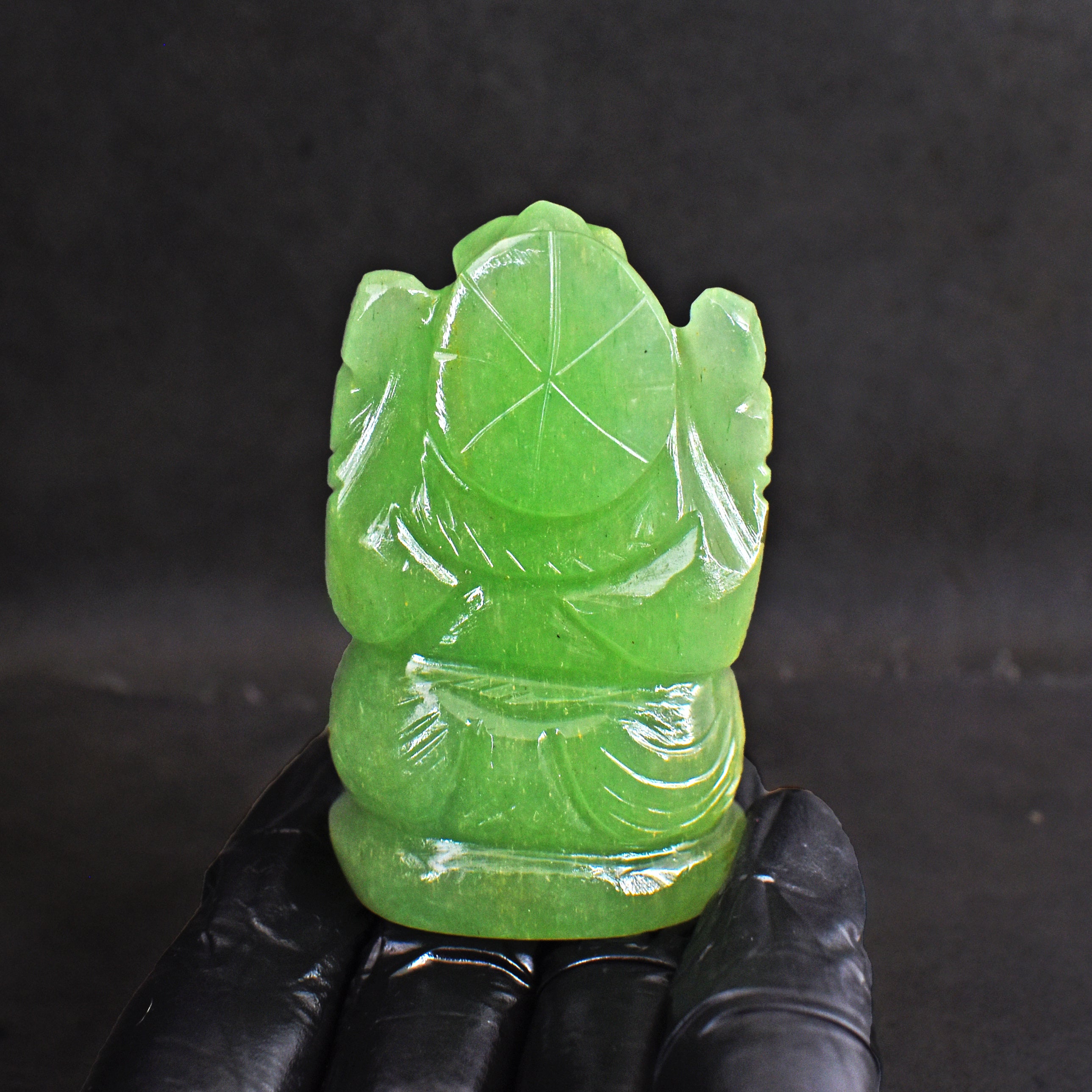 Exclusive 442.00 Cts Aventurine Hand Carved Genuine Crystal Gemstone Carving Lord Ganesha