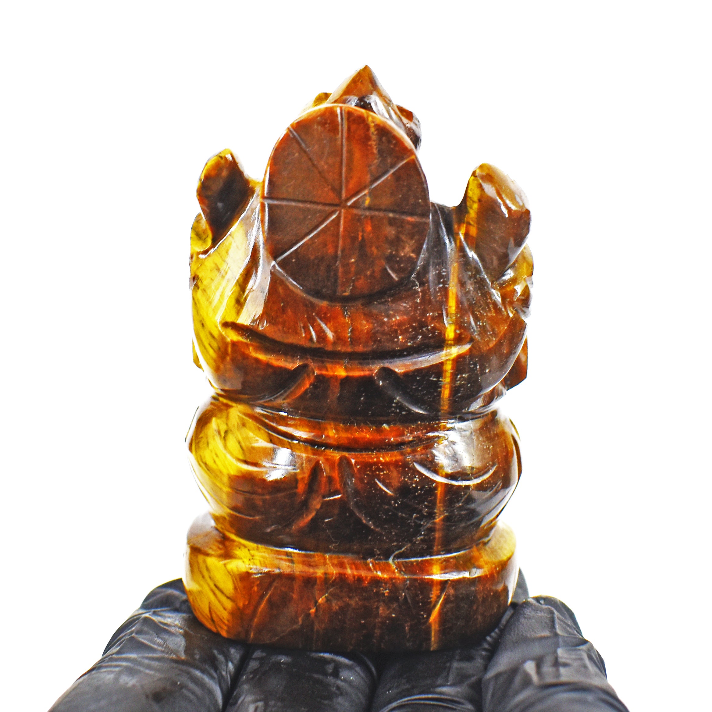 Stunning 576.00 Cts Genuine Tiger Eye Divine Hand Carved Genuine Crystal Gemstone Carving Ganesha