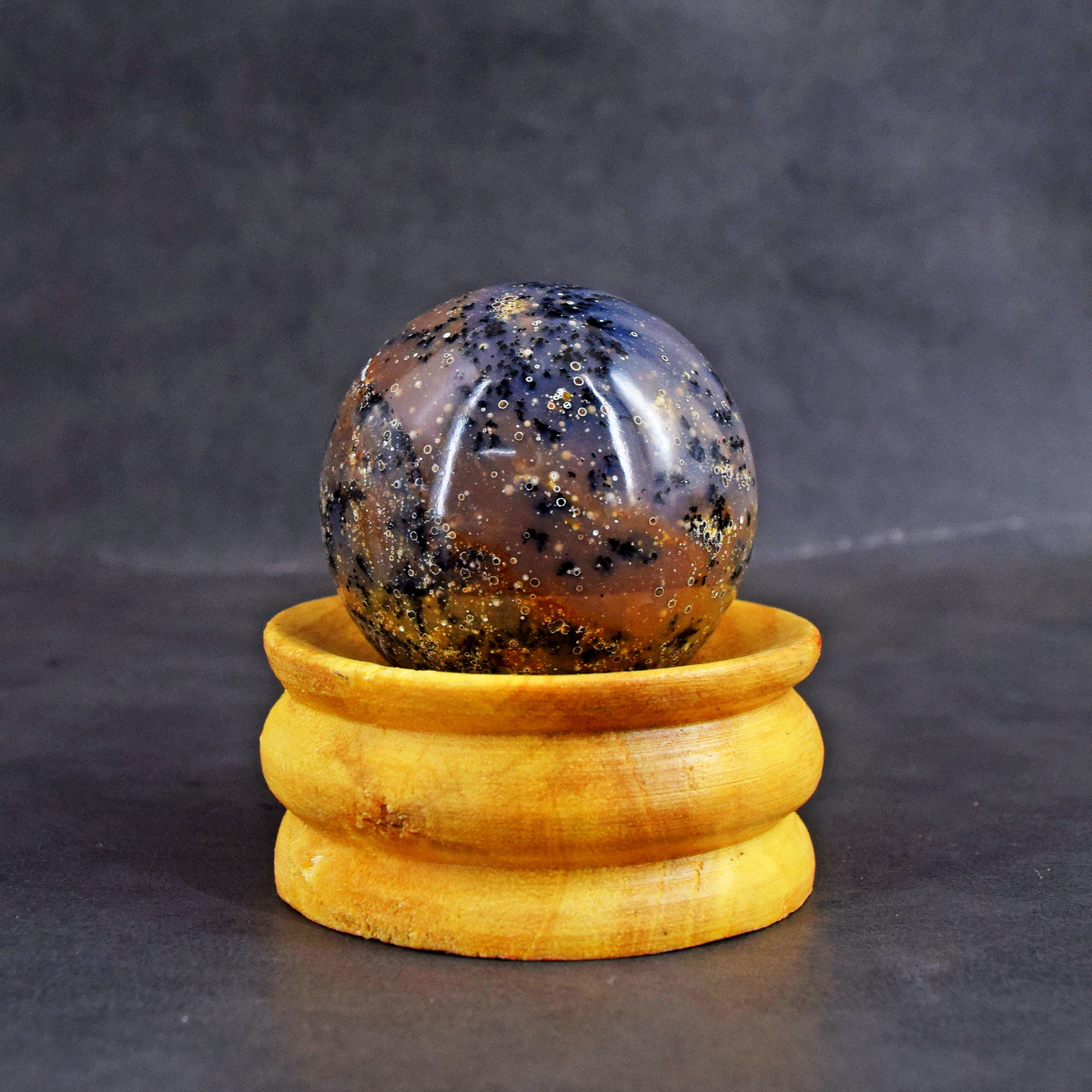 Exclusive 553.00 Cts Genuine Dendrite Opal Carved Healing Sphere