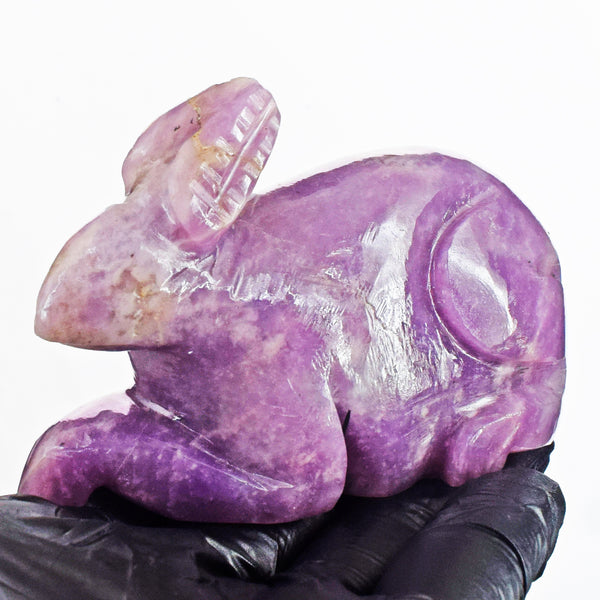 Exclusive 944.00 Cts Genuine Purple Amethyst Carved Bunny 2026 Collection