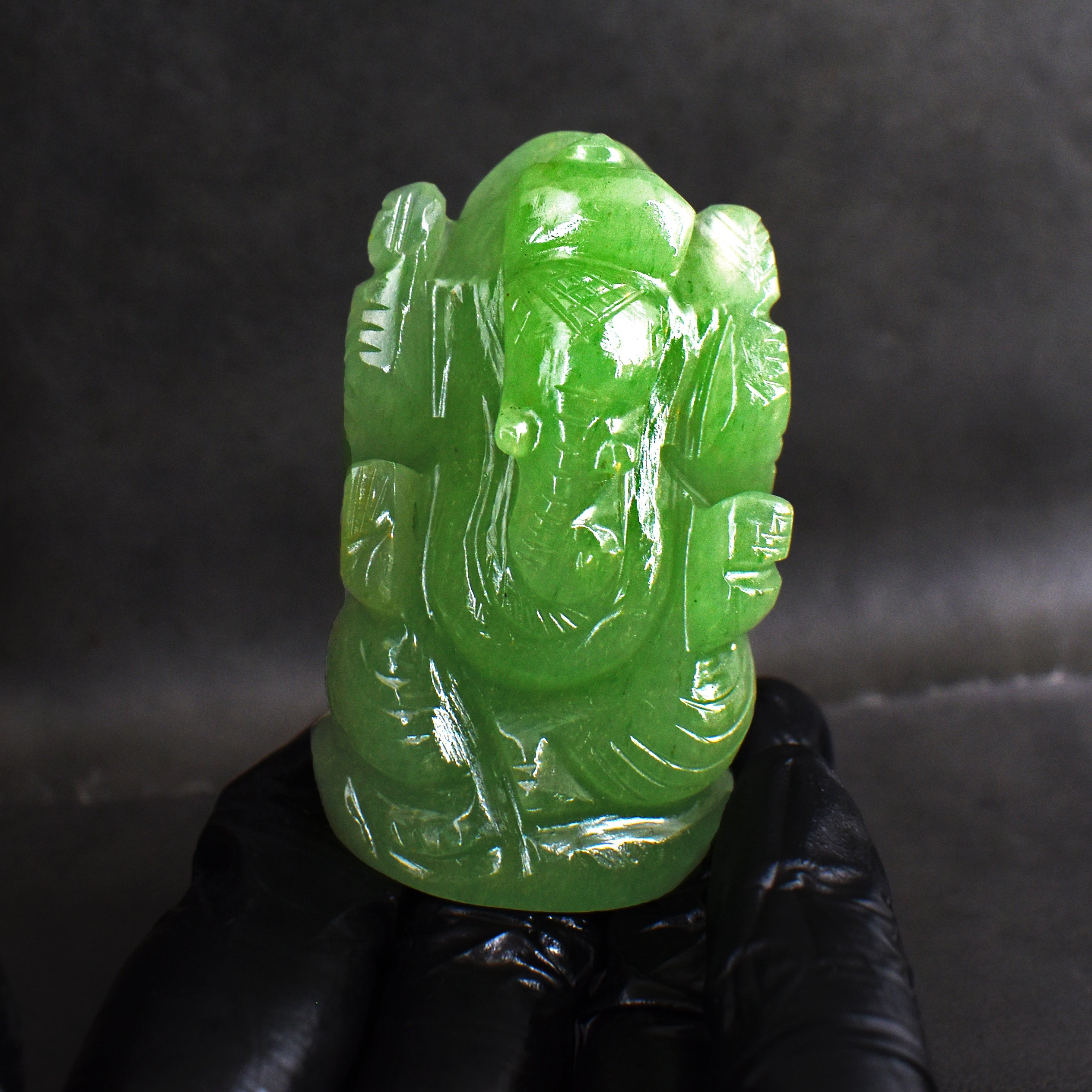 Exclusive 442.00 Cts Aventurine Hand Carved Genuine Crystal Gemstone Carving Lord Ganesha