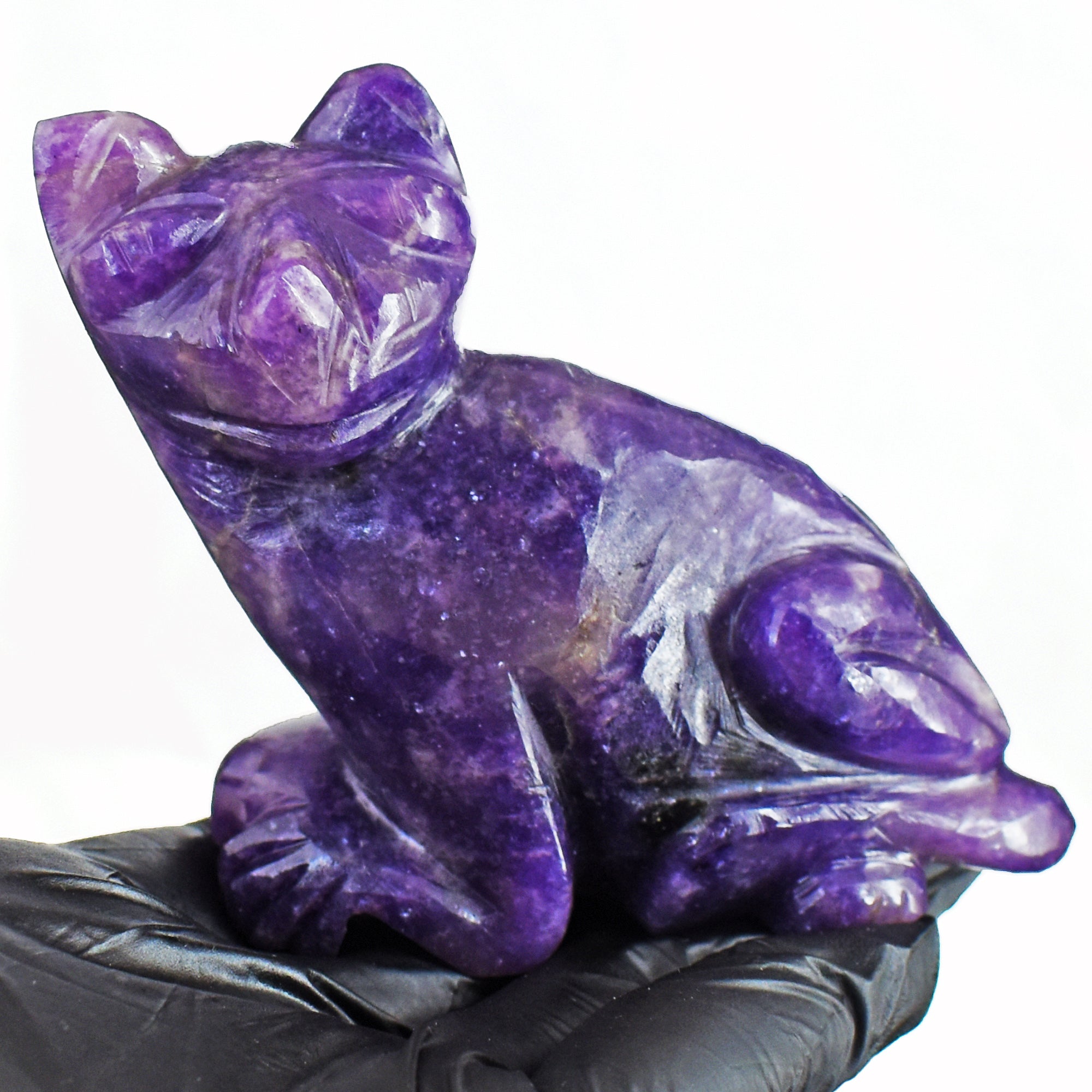 Exclusive 1053.00 Cts Genuine Lepidolite Hand Carved Genuine Crystal Gemstone Carving Cat 2026  Collection