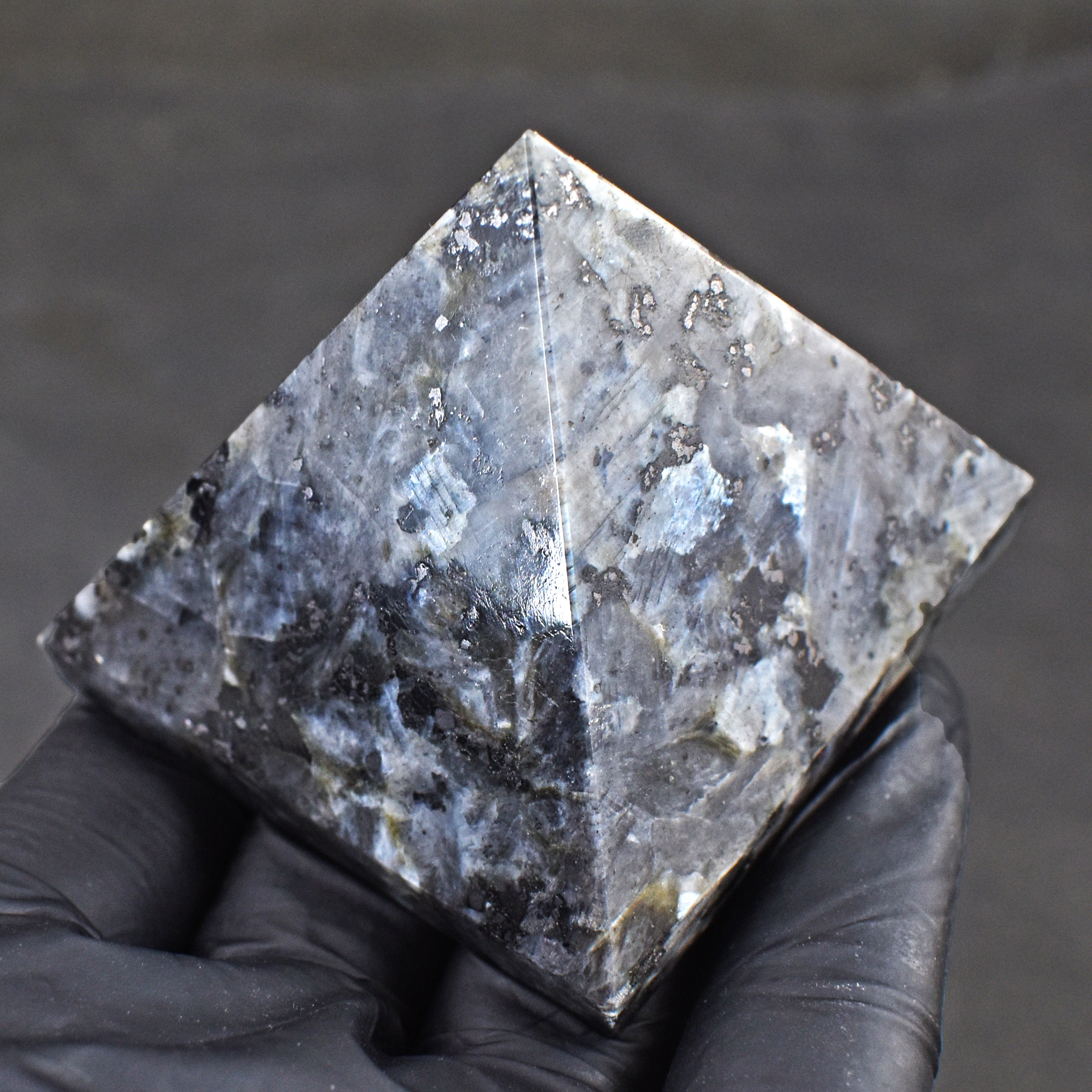 Radiant 652.00 Cts Exclusive Larvikite Healing Crystal Specimen Premium Pyramid