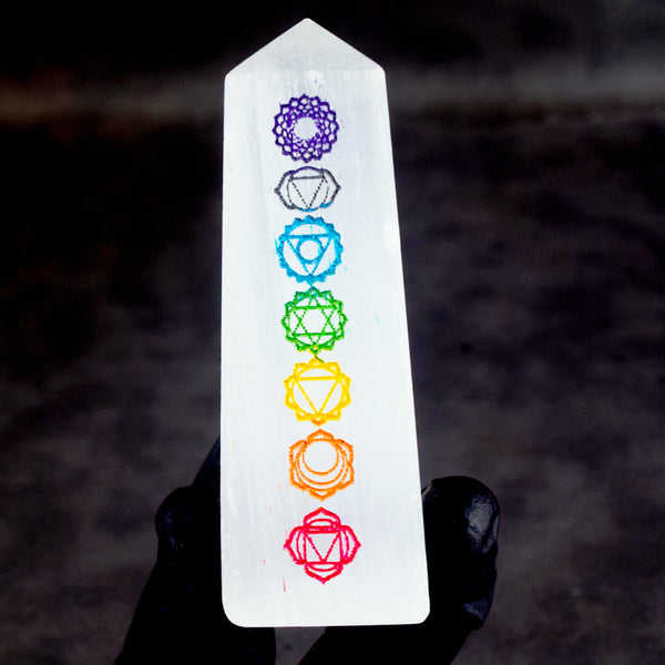Amazing 468.00 Cts Genuine Selenite Healing Crystal Specimen Gemstone Premium Seven Chakra Tower