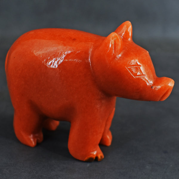 Amazing 641.00 Carats Genuine Aventurine Crystal Gemstone Hand Carved Pig 2026 Collection