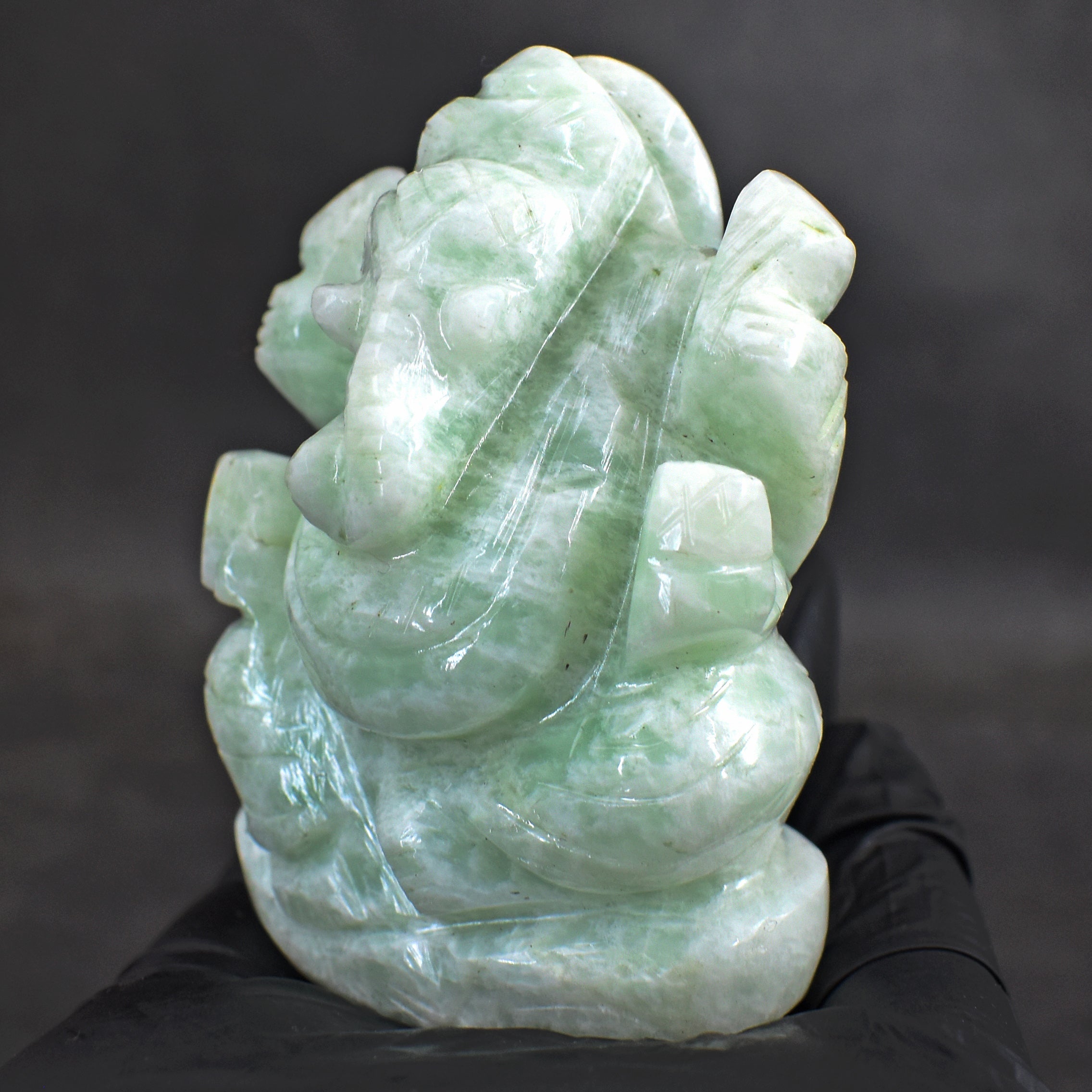 Amusing 579.00 Cts Genuine Amazonite Divine Hand Carved Lord Ganesha Gemstone Carving