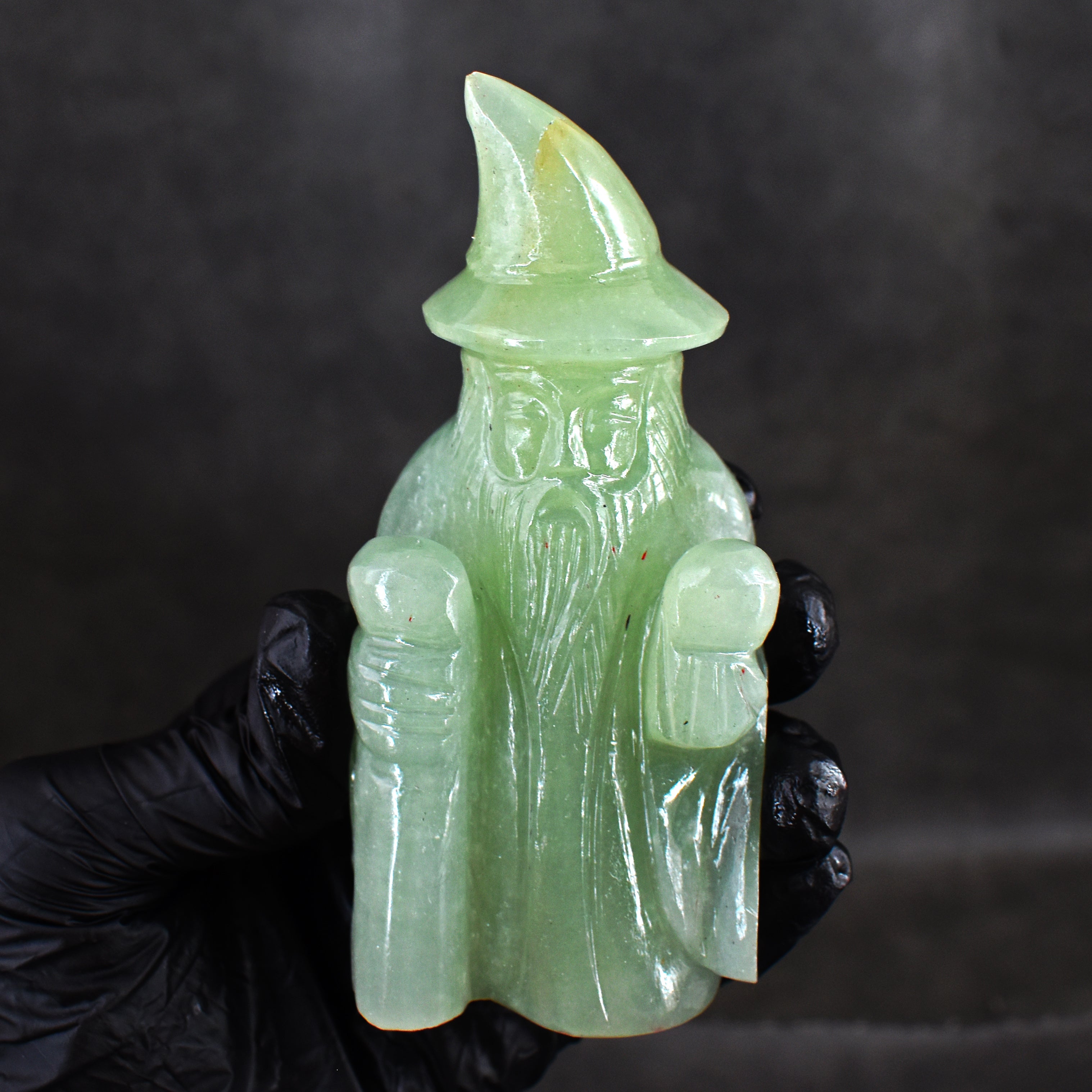 Exclusive 1217.00 Cts Genuine Green Aventurine Hand Carved Premium Crystal Wizard