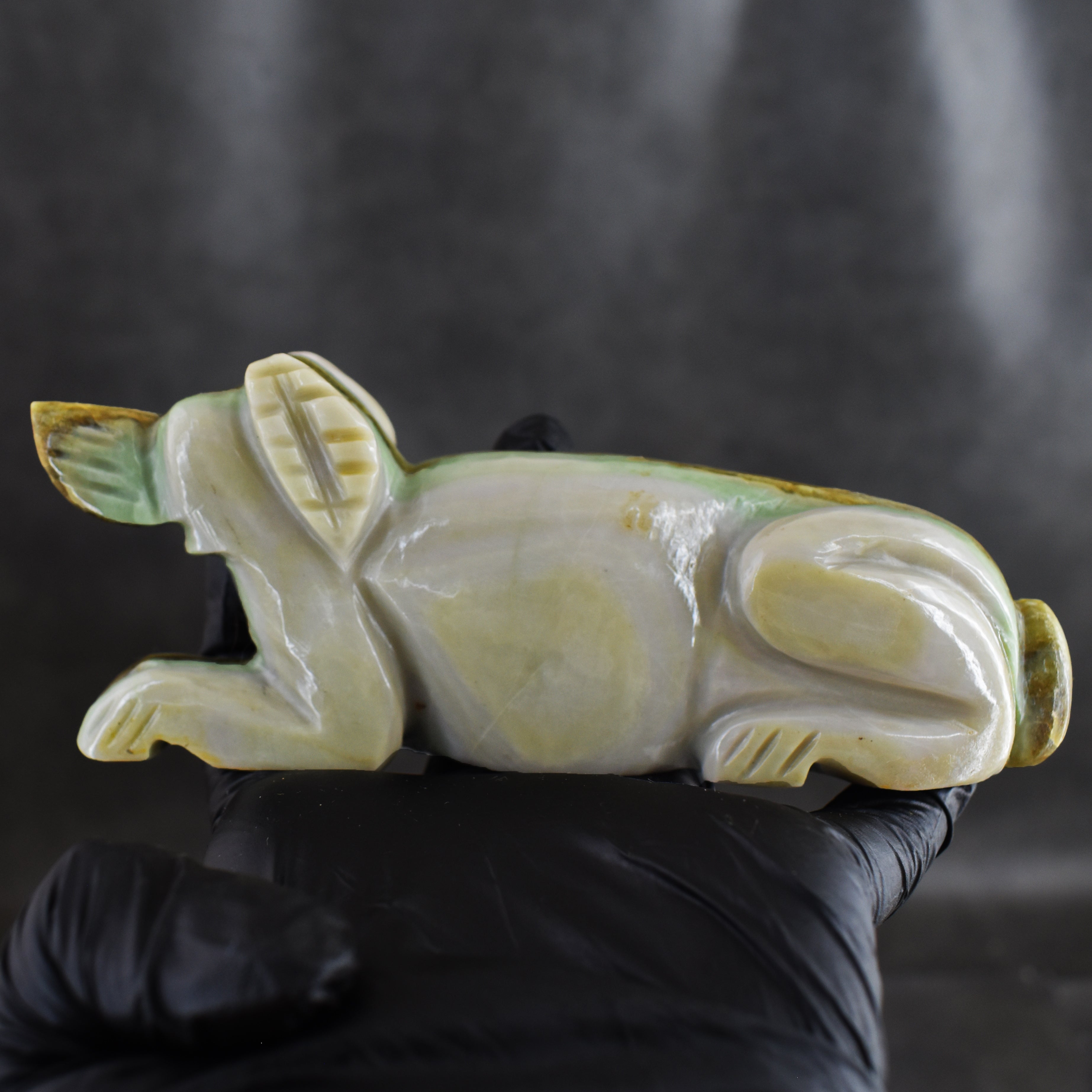 Natural 1321.00 Carat Genuine Serpentine Hand Carved Crystal Gemstone Carving Dog  2026  Collection