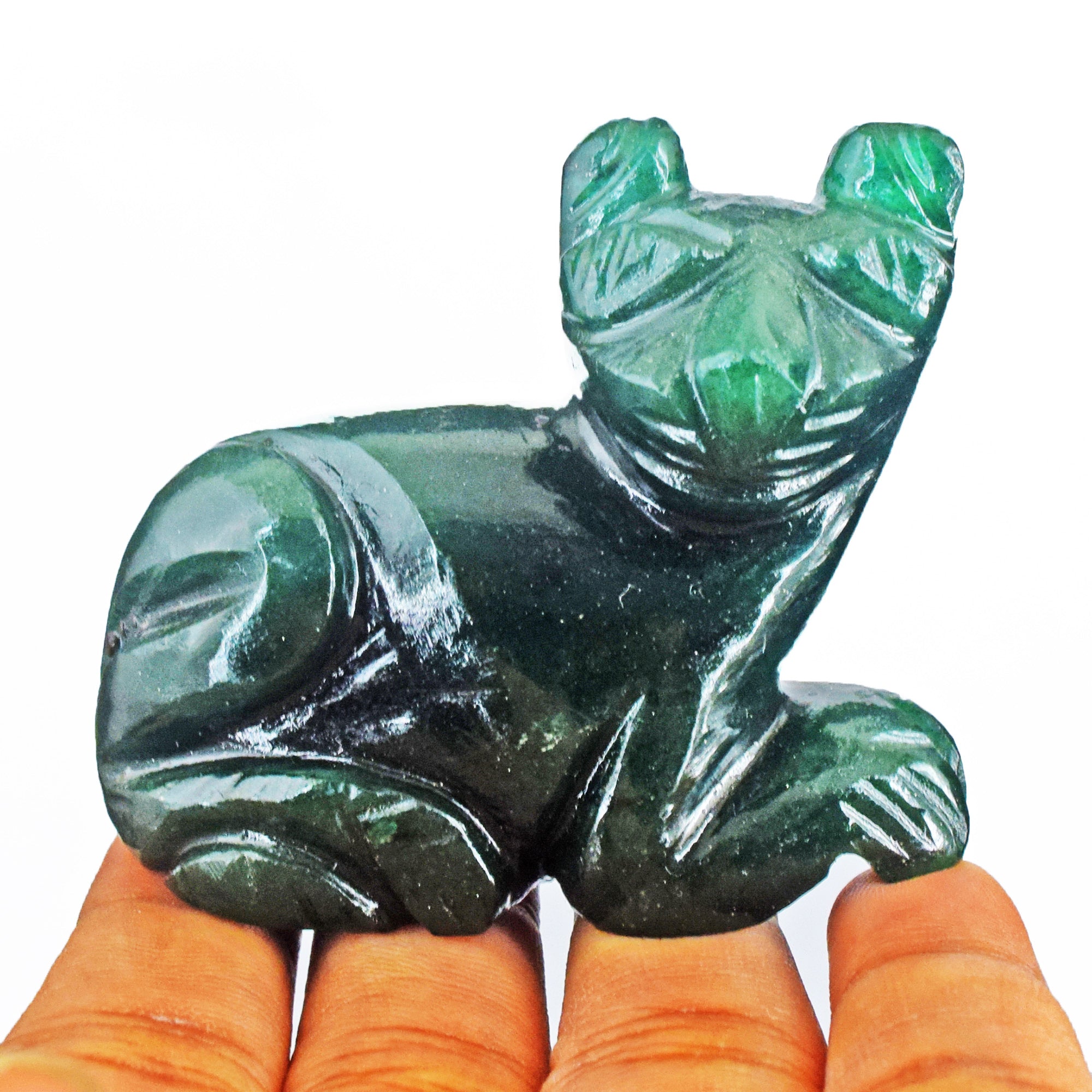 Artisian 358.00 Cts Genuine Jade Carved Premium Cat Crystal 2026 Collection